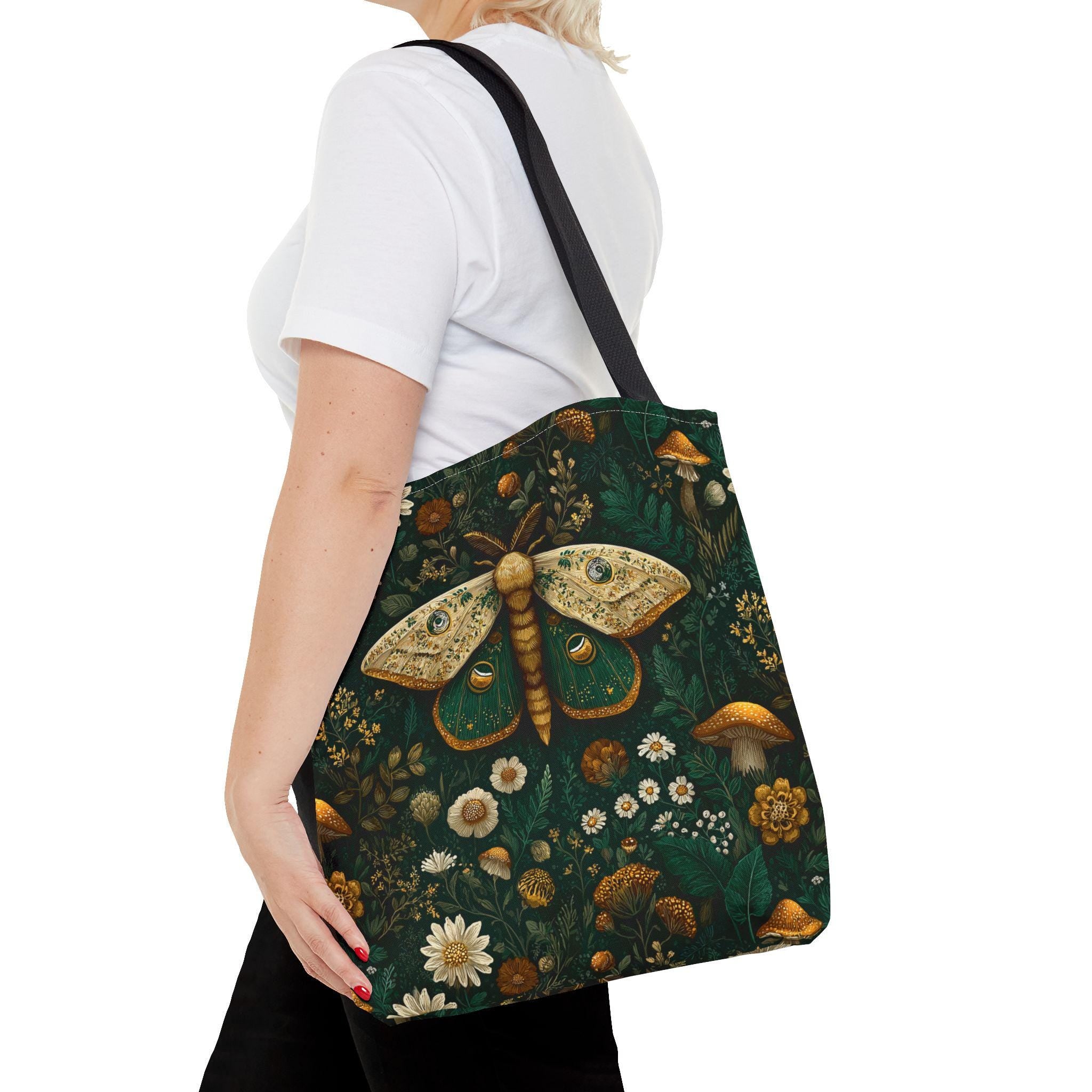 Golden Moth Botanical Tote Bag | Midnight Garden Illustration
