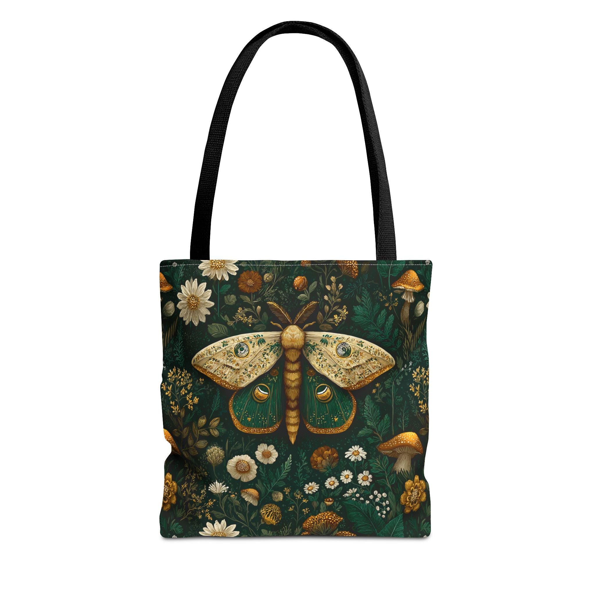 Golden Moth Botanical Tote Bag | Midnight Garden Illustration