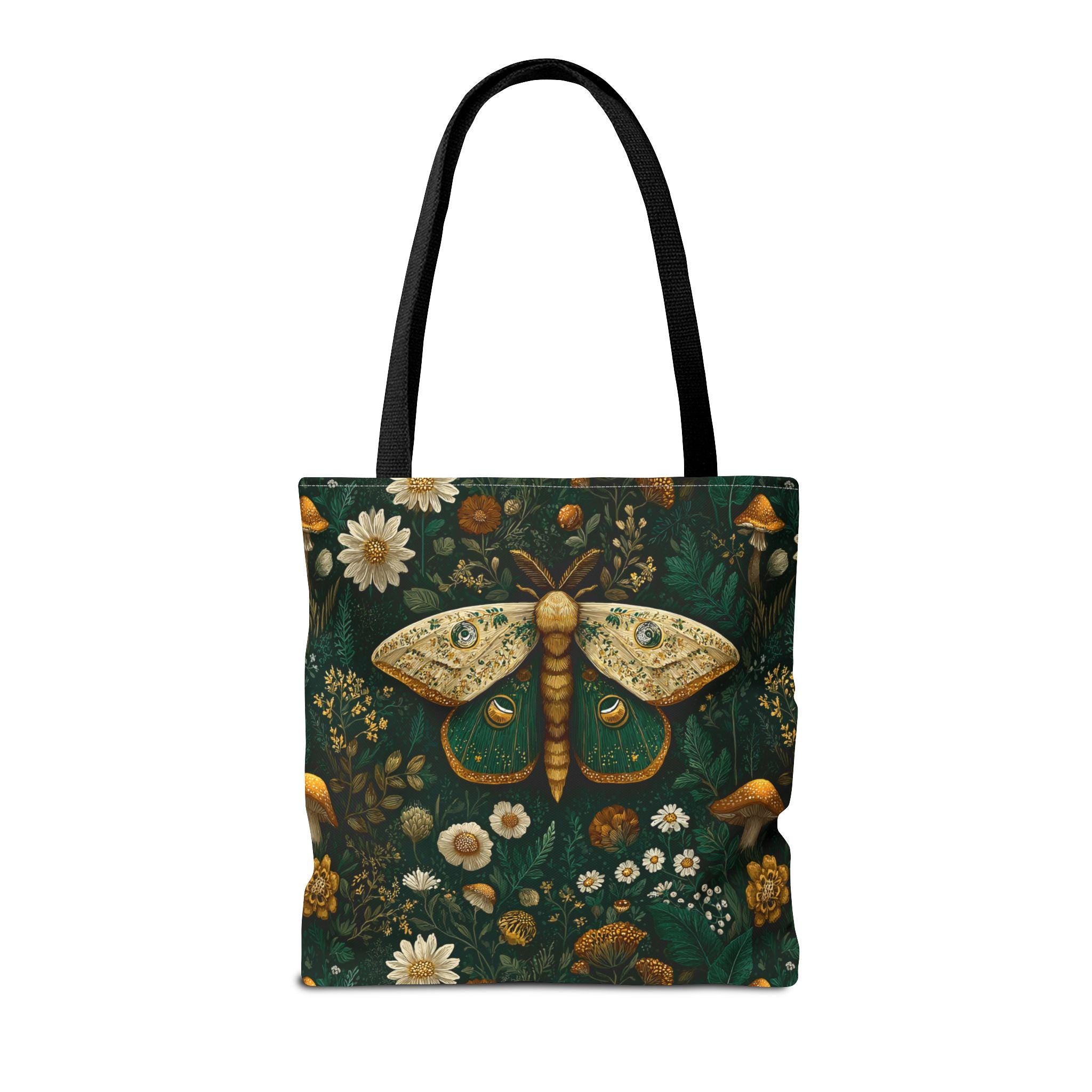Golden Moth Botanical Tote Bag | Midnight Garden Illustration