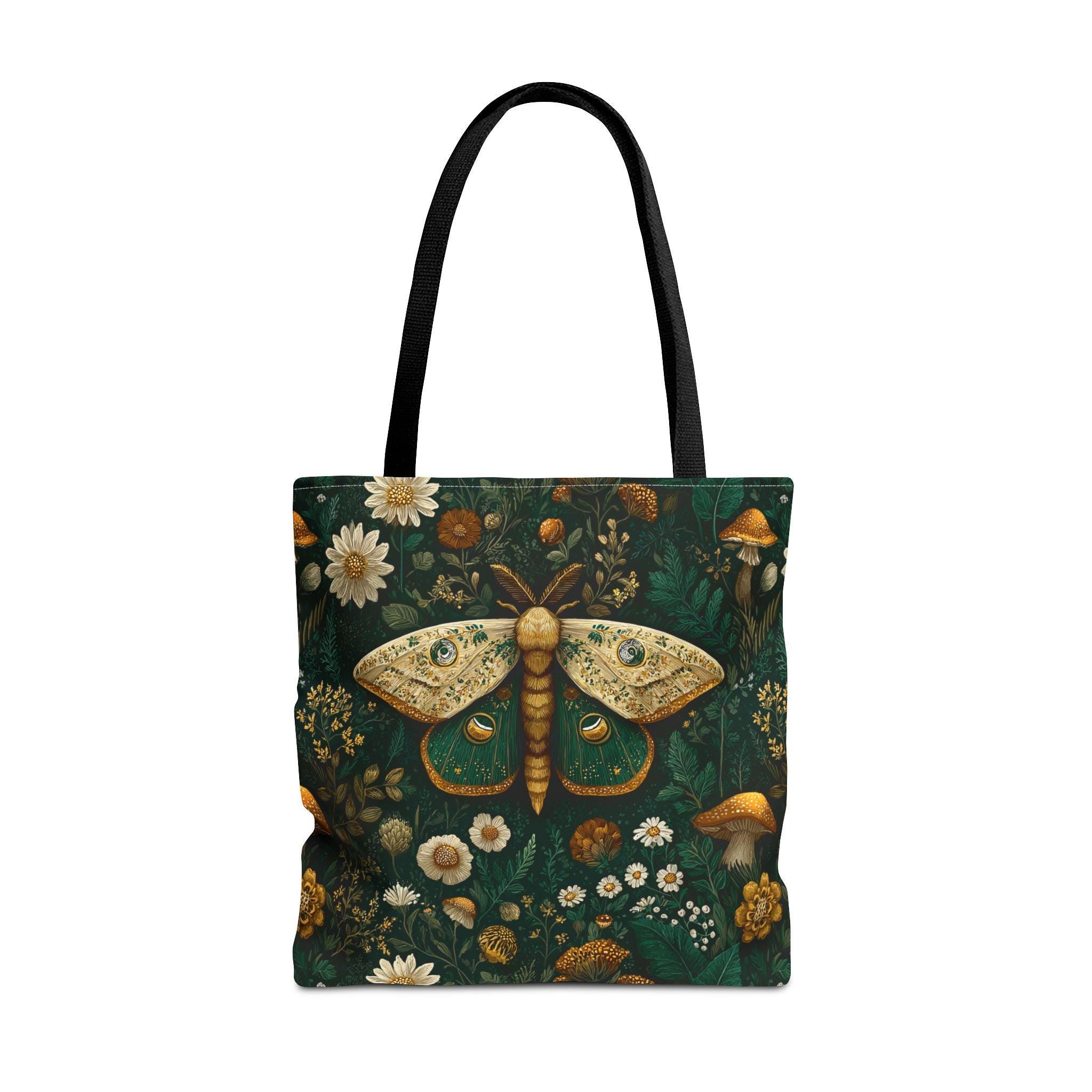 Golden Moth Botanical Tote Bag | Midnight Garden Illustration