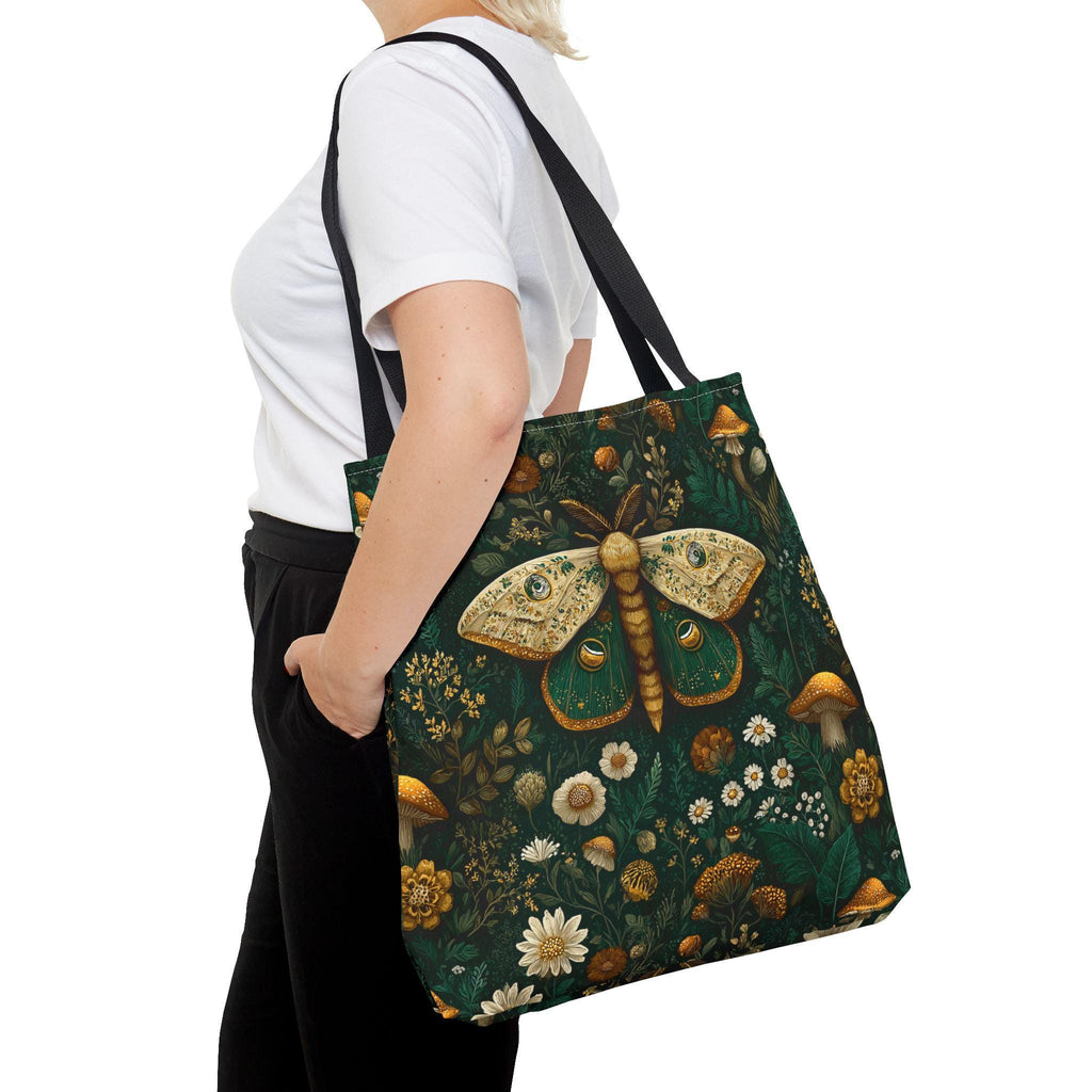 Golden Moth Botanical Tote Bag | Midnight Garden Illustration