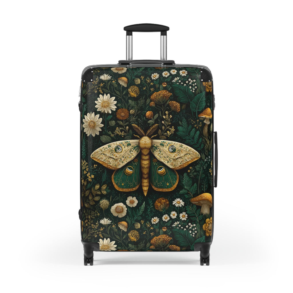 Moth and Wildflowers Suitcase | Botanical Travel Luggage Cover