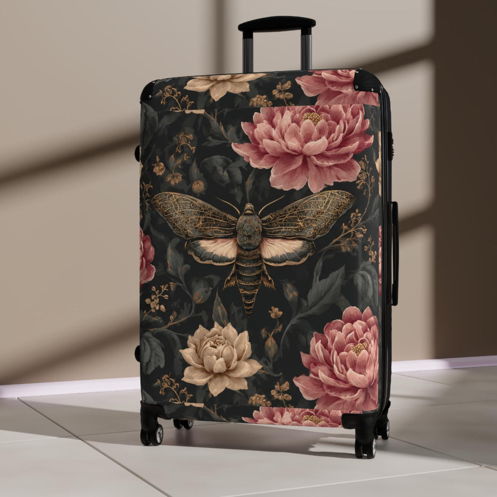 Vintage Moth Floral Suitcase | Luggage Cover, Travel Accessory