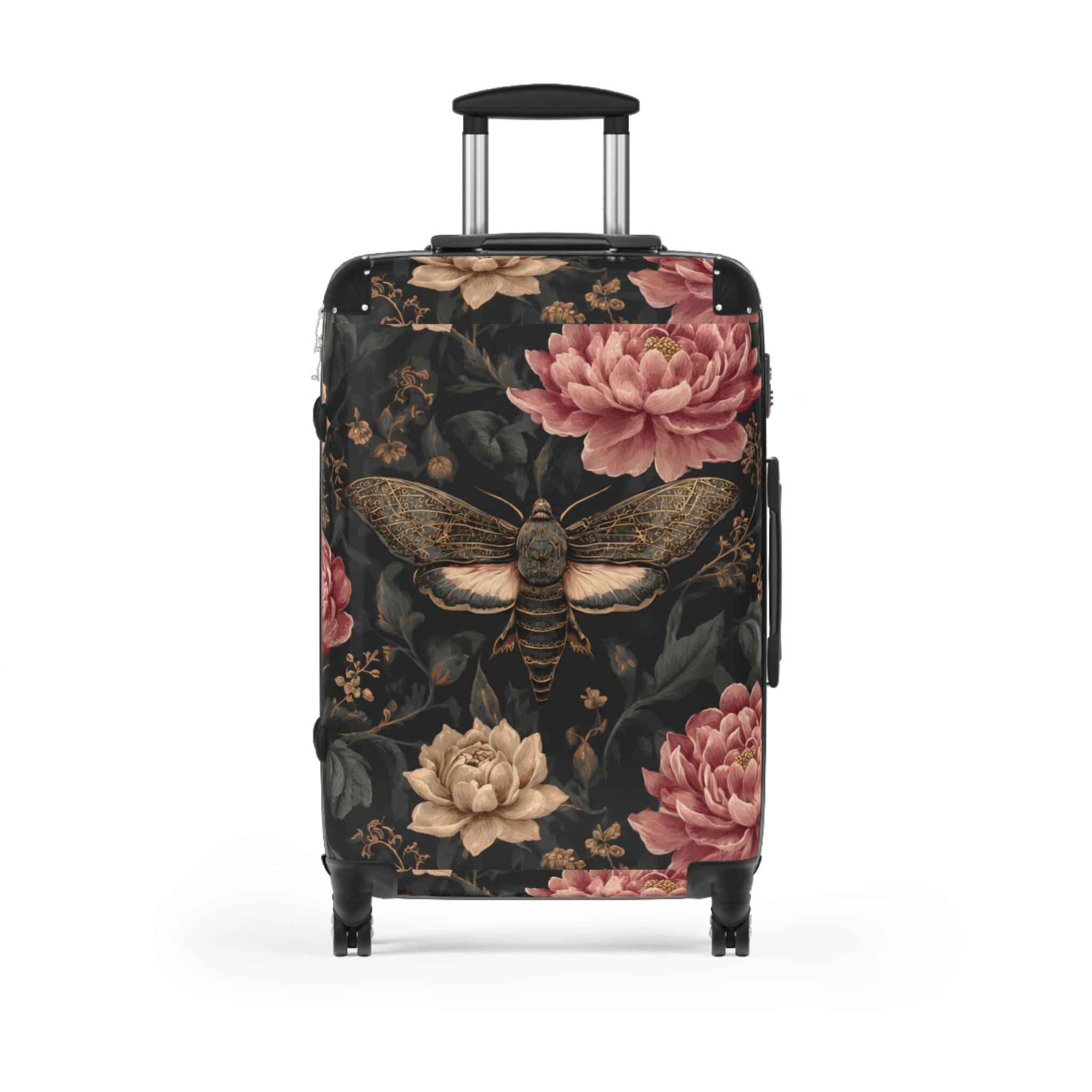 Vintage Moth Floral Suitcase | Luggage Cover, Travel Accessory