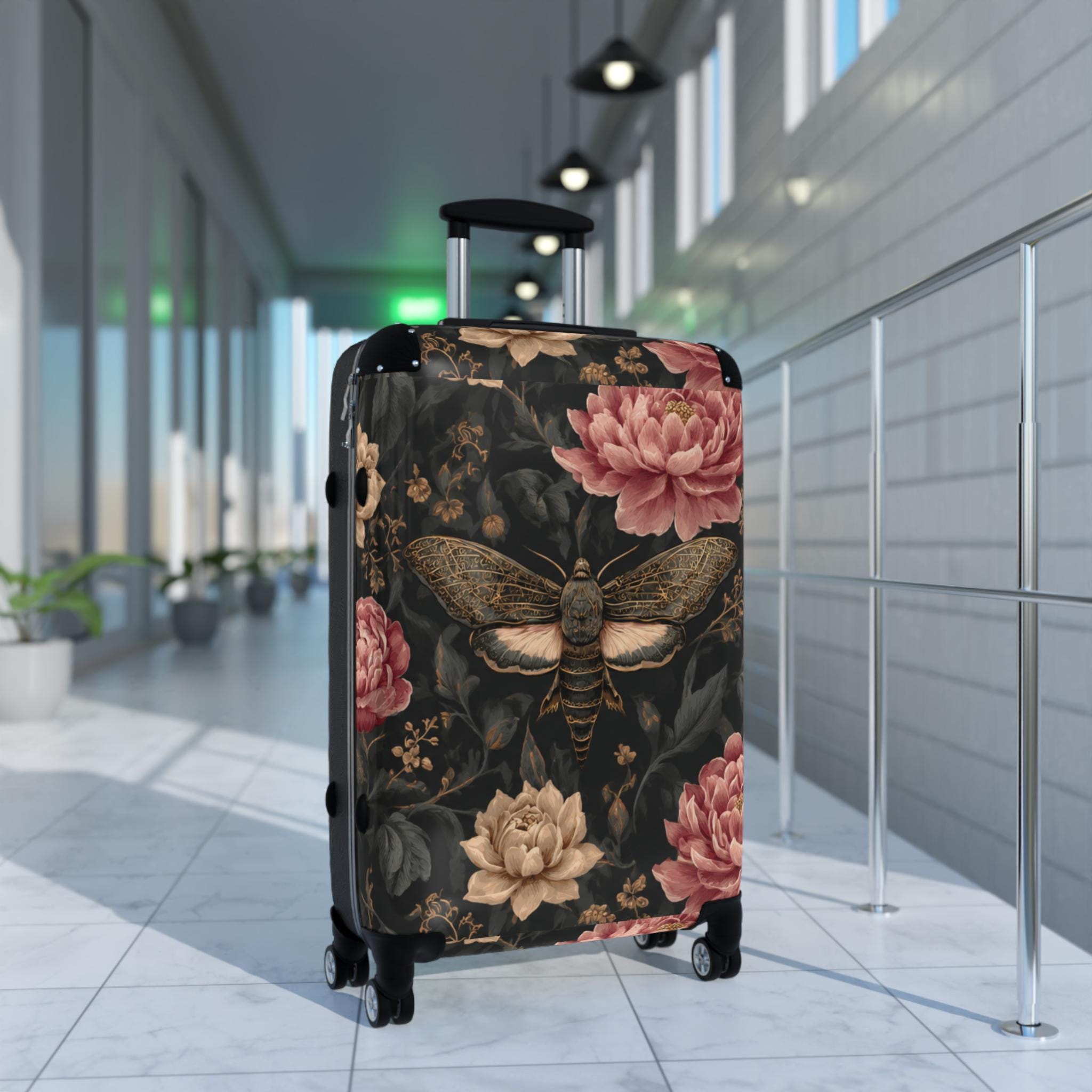 Vintage Moth Floral Suitcase | Luggage Cover, Travel Accessory