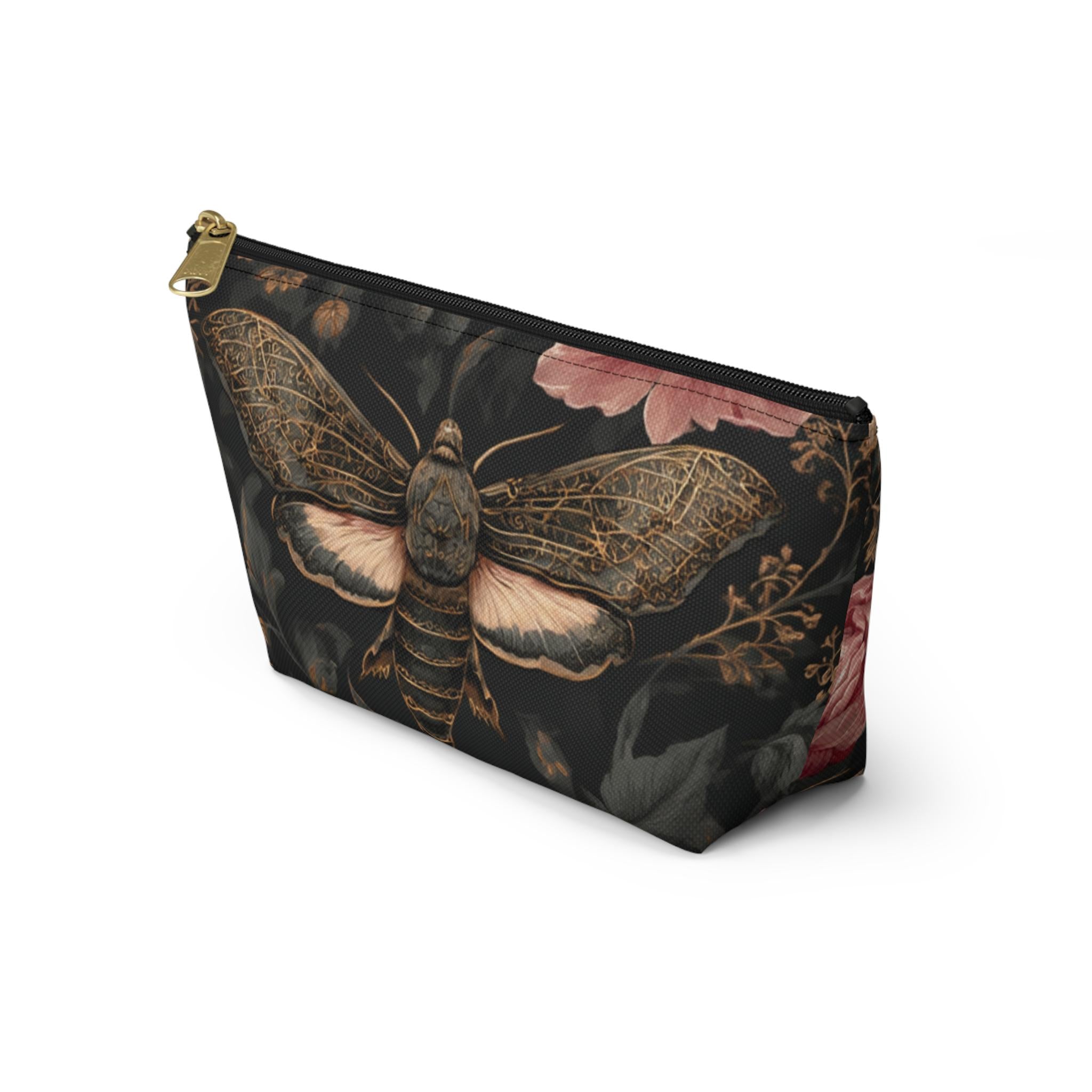 Vintage Moth & Peony Accessory Pouch