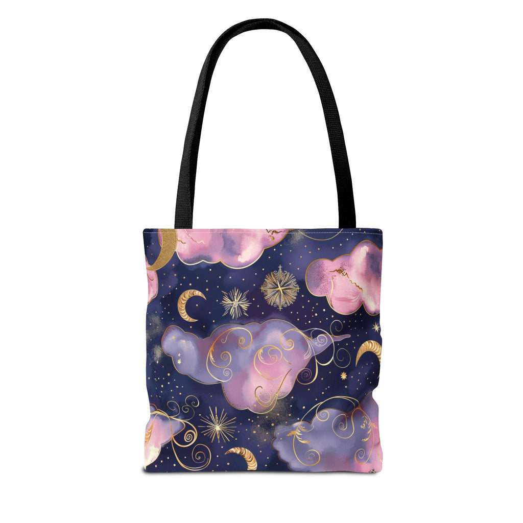 Pink Purple Dream Clouds Tote Bag | Moon Stars Celestial Pattern