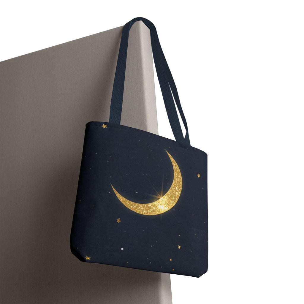 Golden Crescent Moon celestial night sky stars Tote Bag