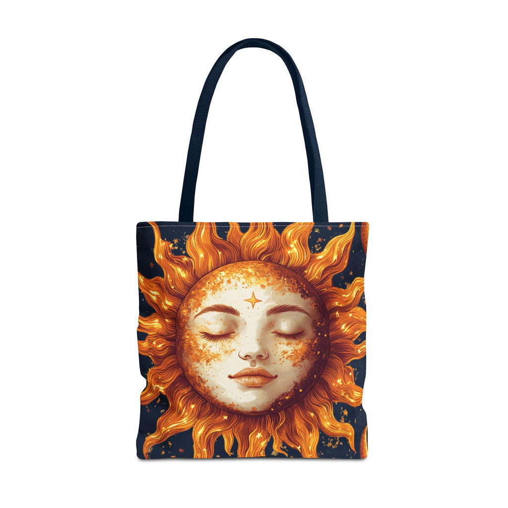 Celestial Sun Face Tote Bag | Sun Moon Stars Astrology Print