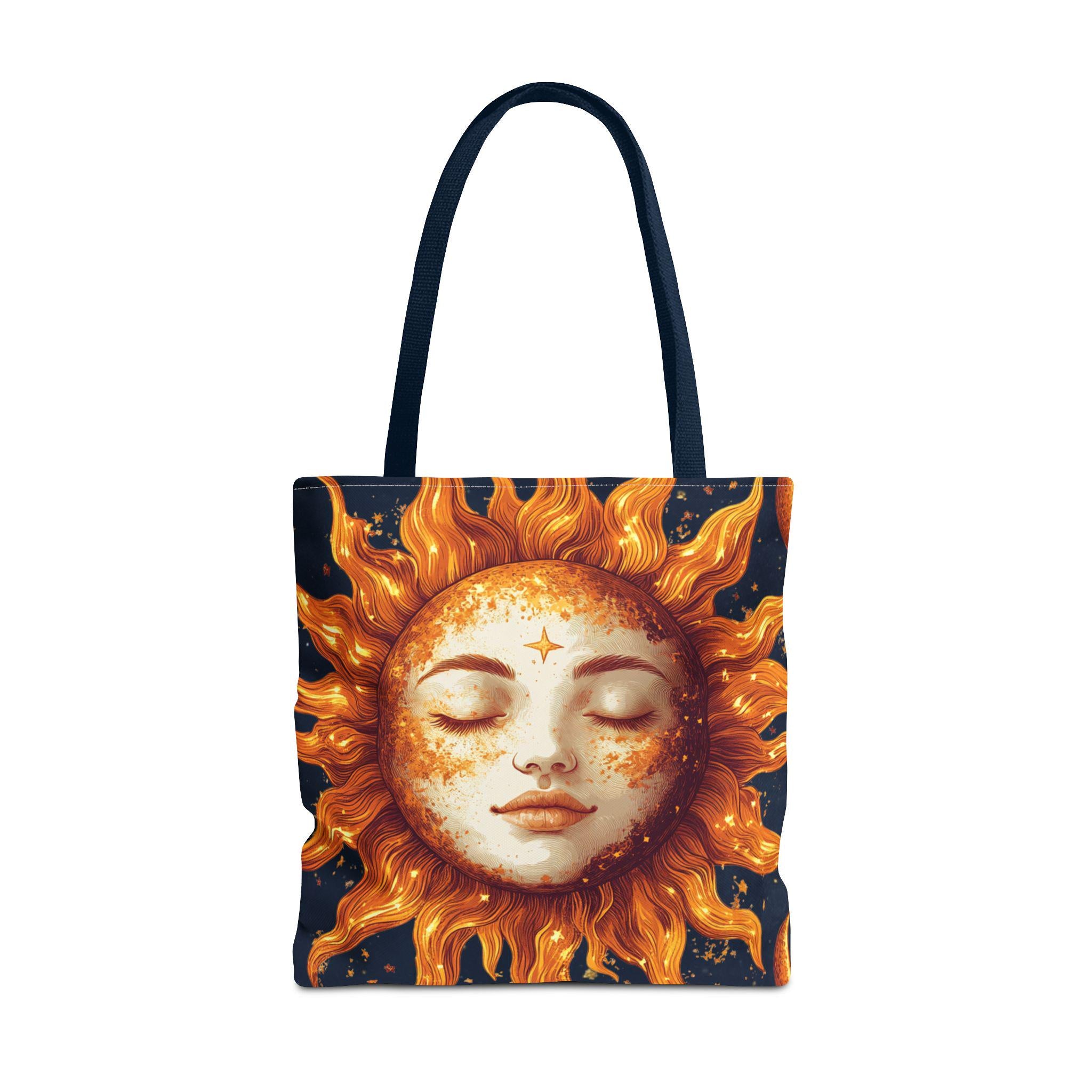 Celestial Sun Face Tote Bag | Sun Moon Stars Astrology Print