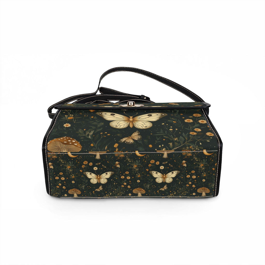 Vintage Moth Mushroom Floral Waterproof Canvas Bag | Dark Botanical Print