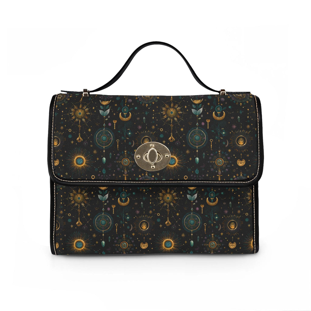Celestial Moon Stars Crossbody Bag | Waterproof Canvas Satchel | Boho Witchy Purse