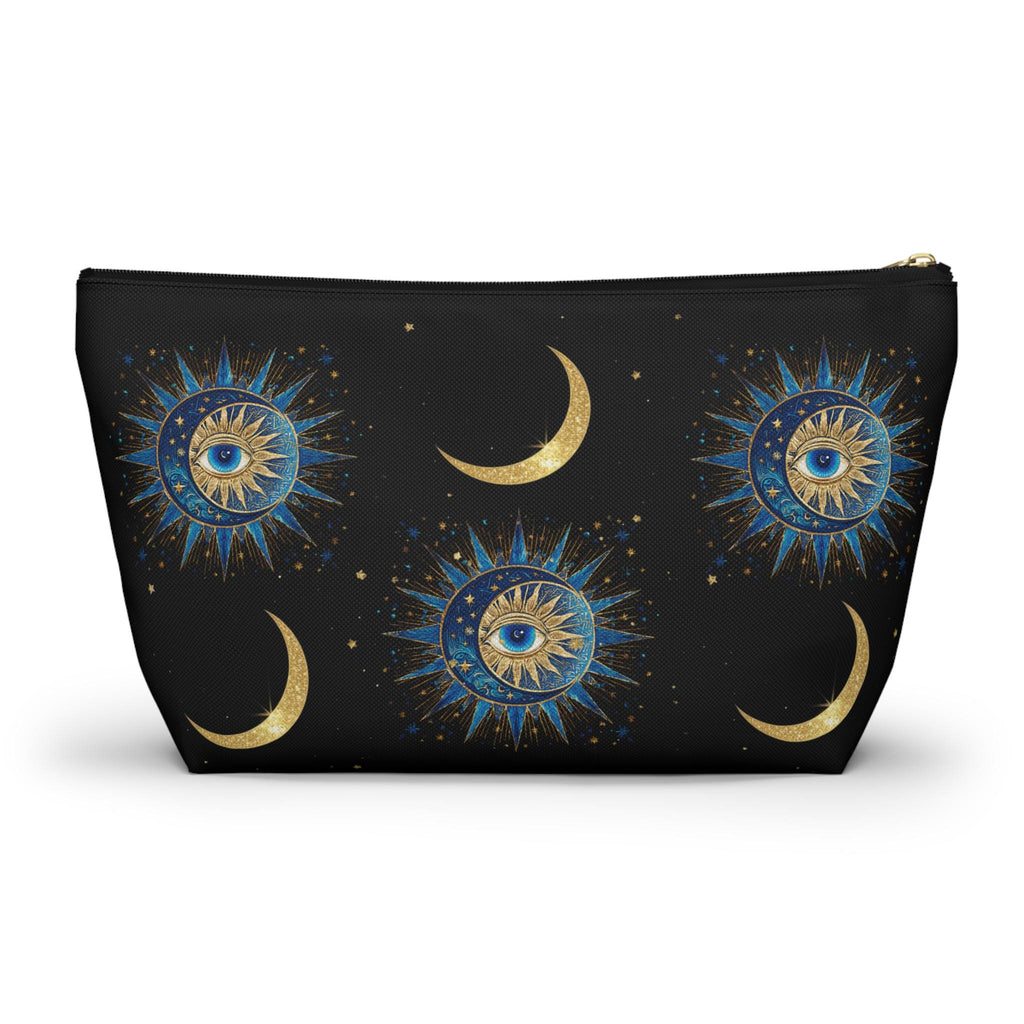 Celestial Sun Eye and Crescent Moon Accessory Pouch