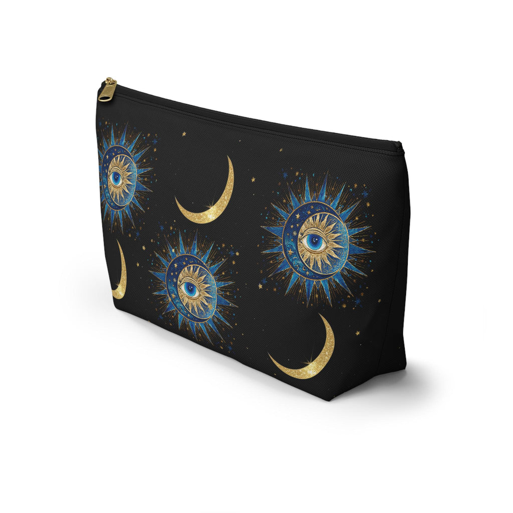 Celestial Sun Eye and Crescent Moon Accessory Pouch