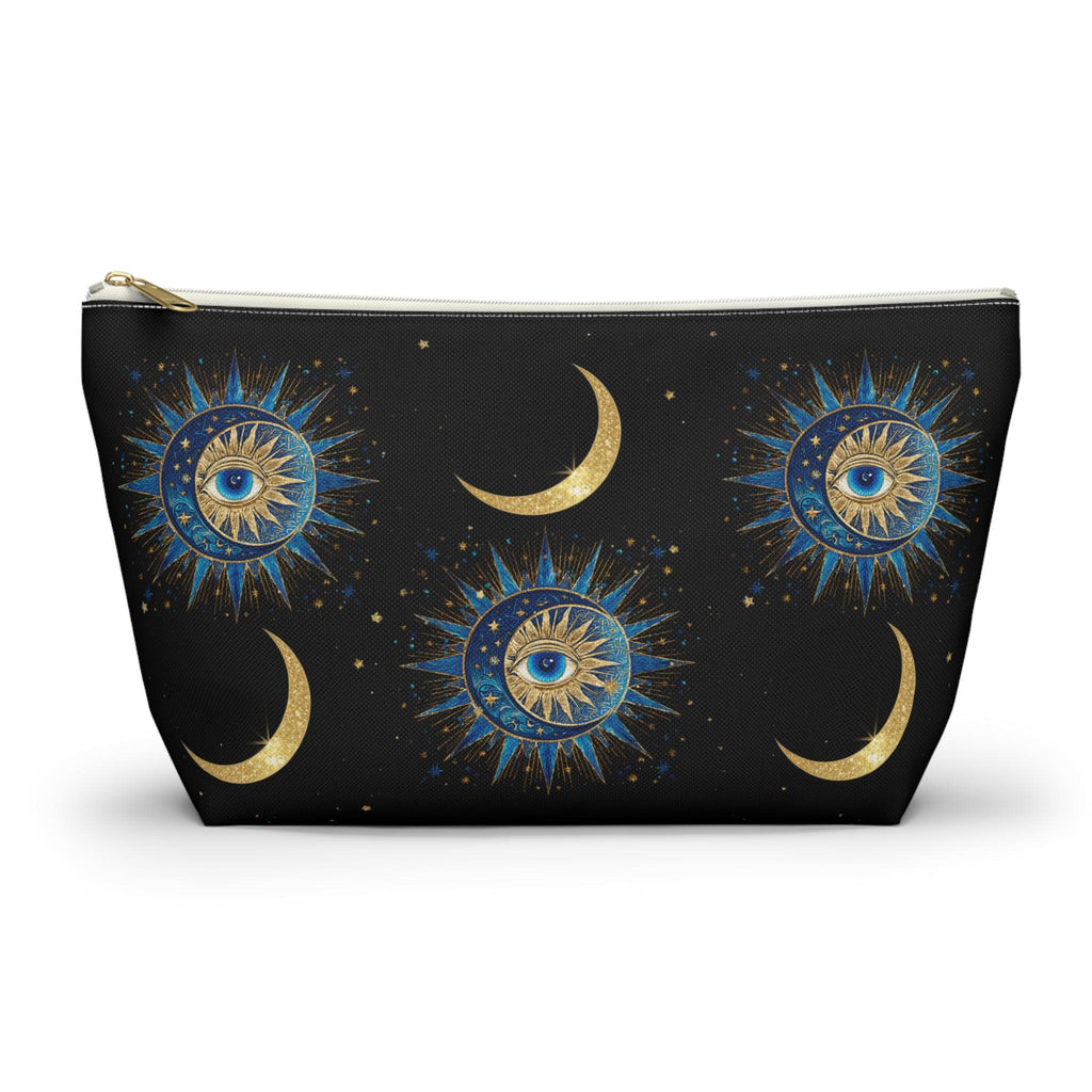 Celestial Sun Eye and Crescent Moon Accessory Pouch