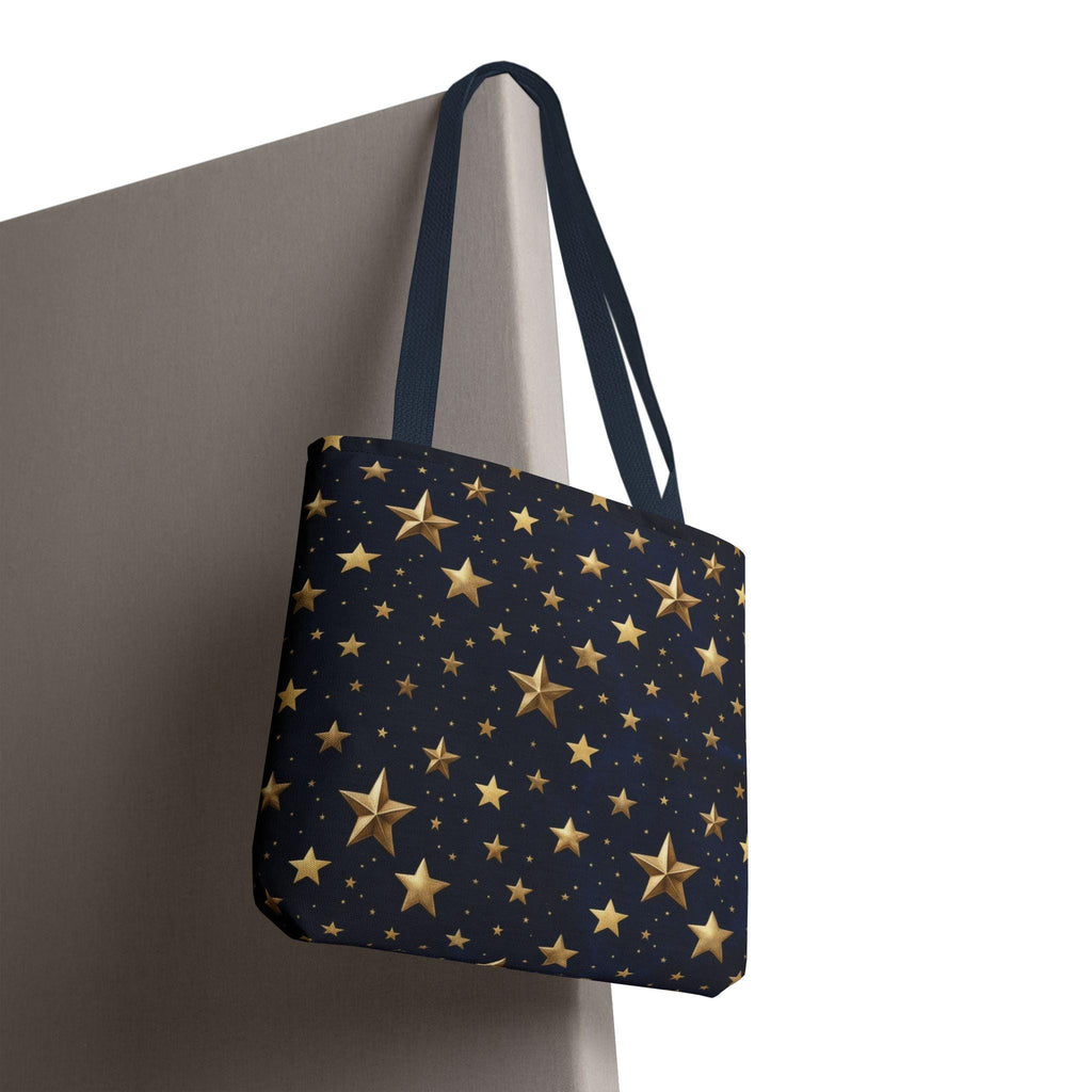 Gold Star Pattern Tote Bag | Navy Night Sky Stars All Over Print
