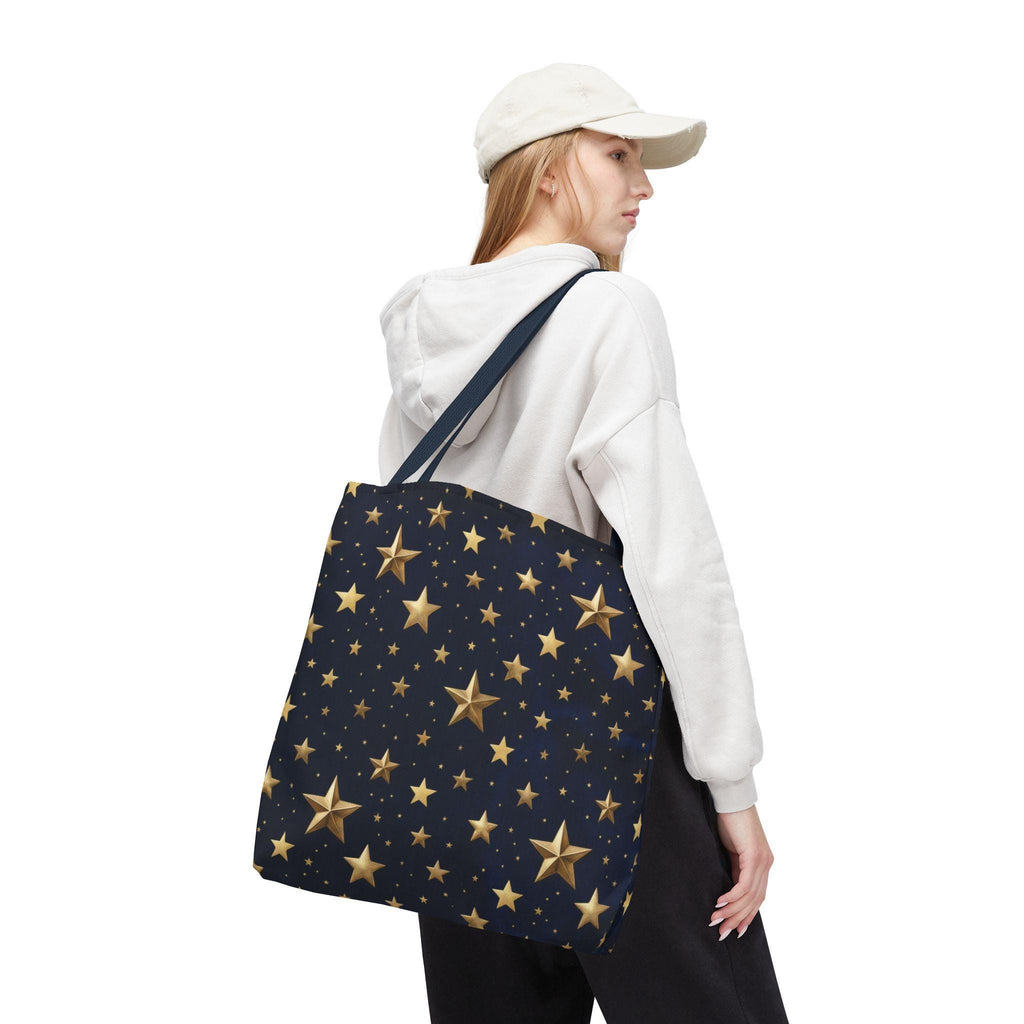 Gold Star Pattern Tote Bag | Navy Night Sky Stars All Over Print