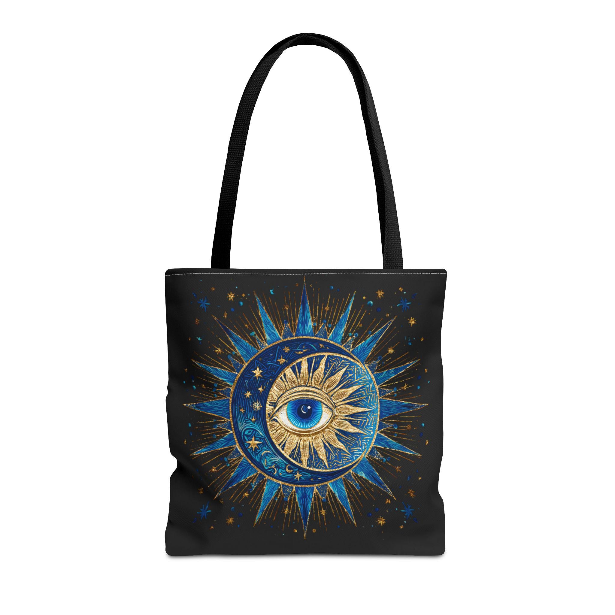 Witchy Tote Bag | Sun Moon Evil Eye Celestial Canvas Tote | Boho Spiritual Gift for Her