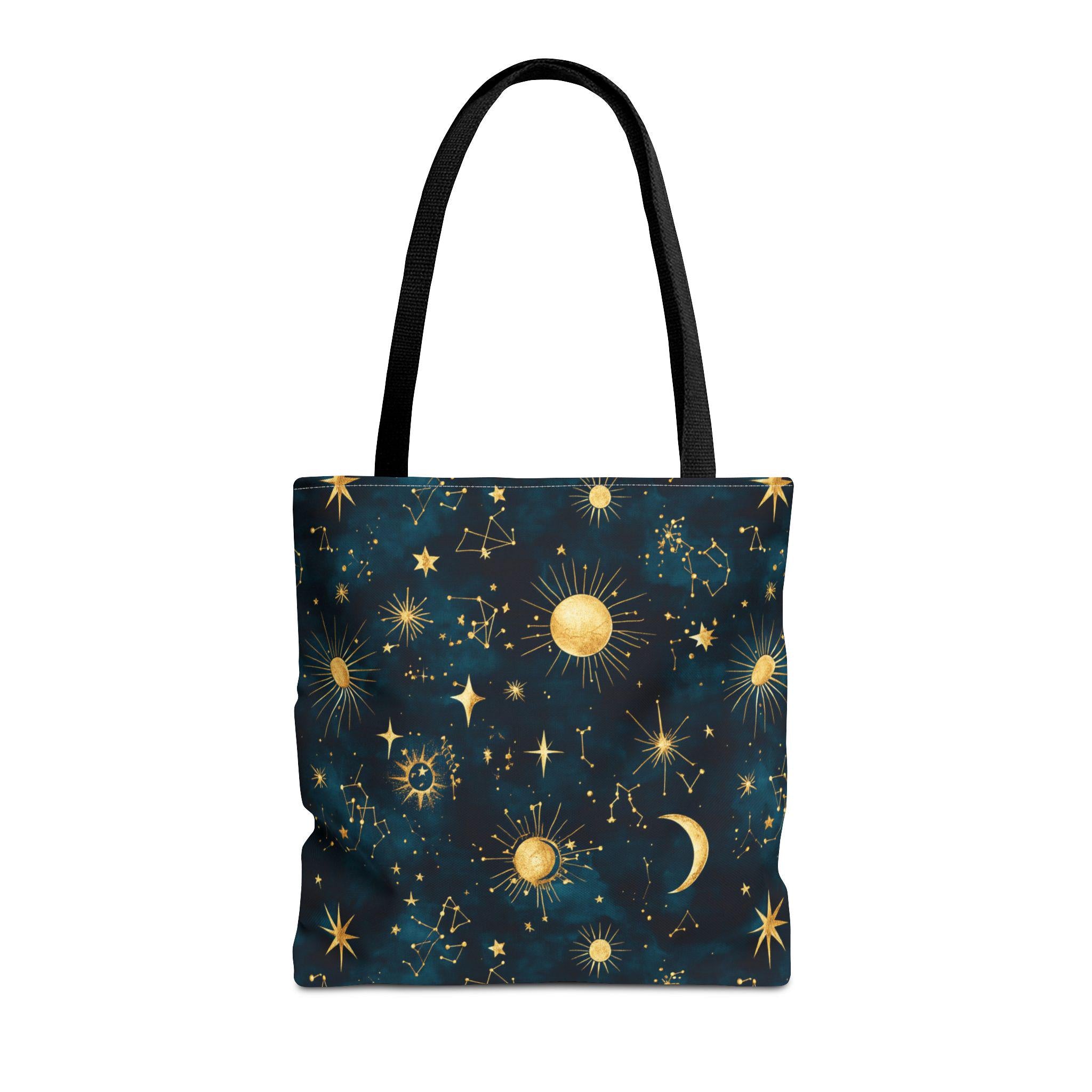 Golden Celestial Suns and Constellations Tote | Moon and Stars Night Sky