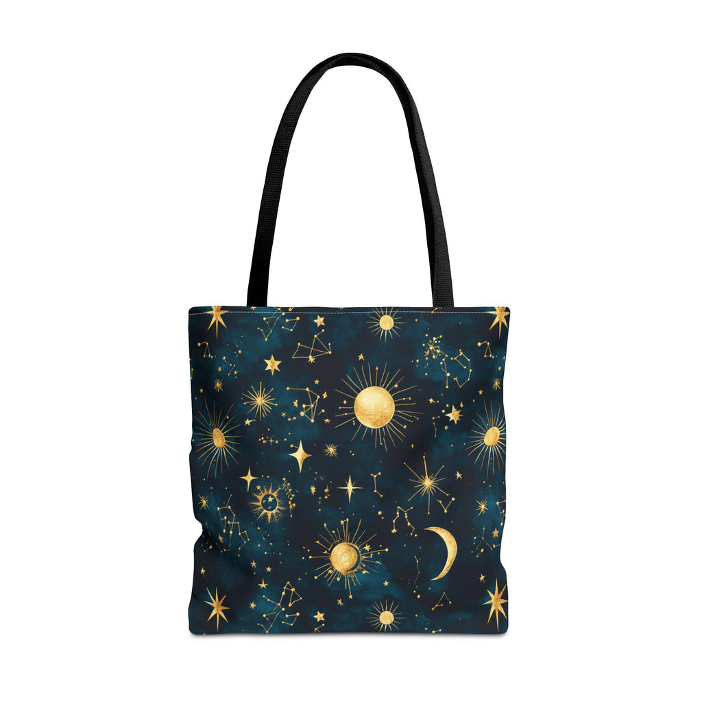 Golden Celestial Suns and Constellations Tote | Moon and Stars Night Sky
