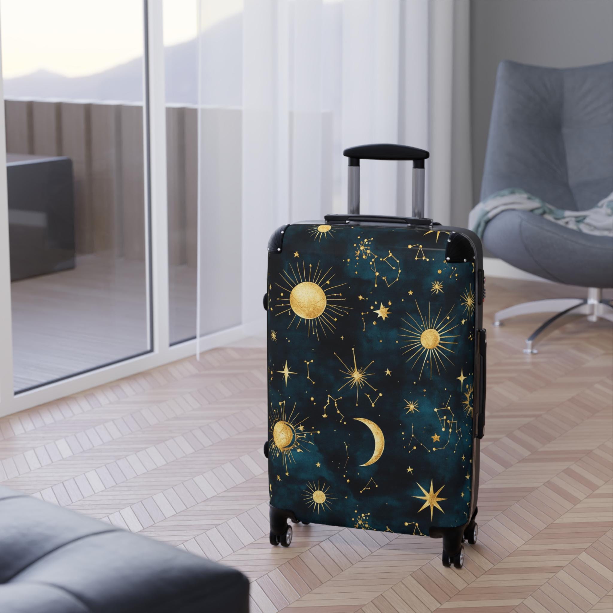 Celestial Stars Moon Suitcase | Constellation Luggage Cover