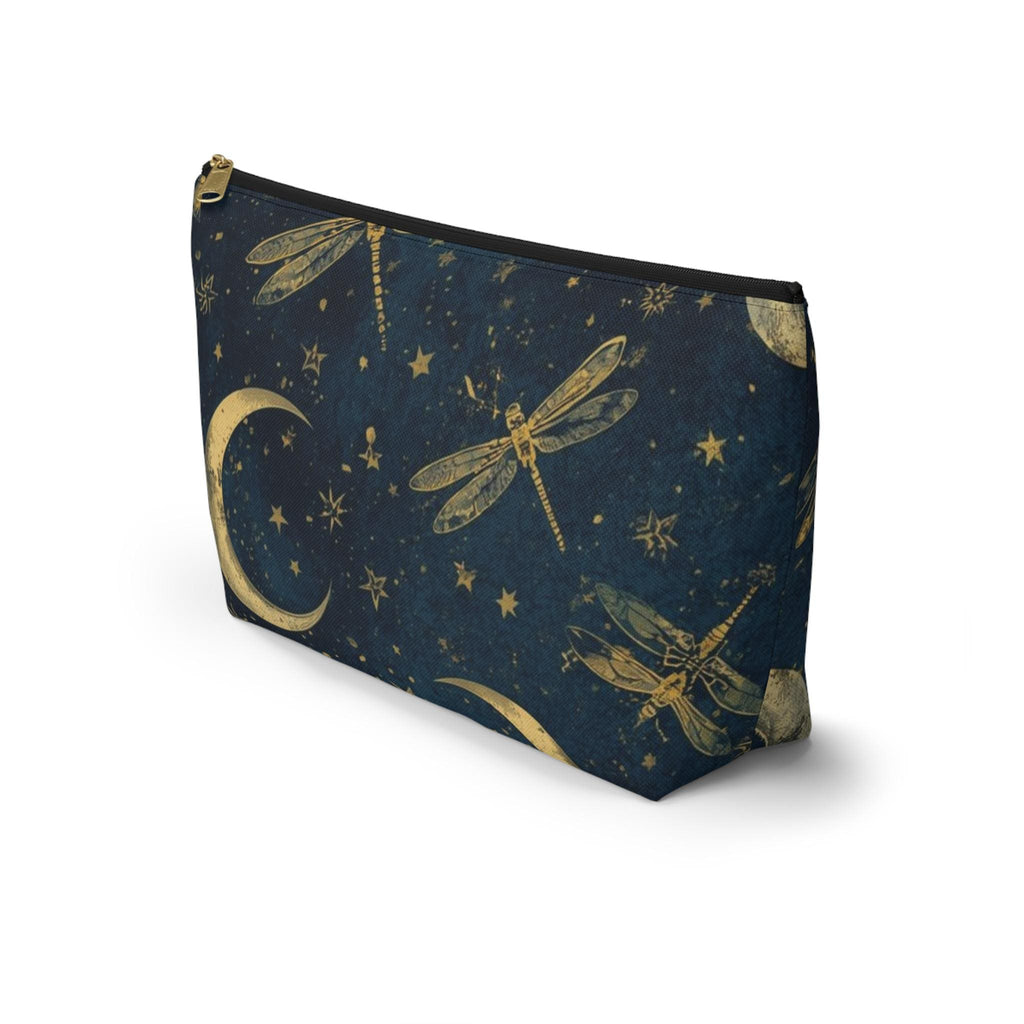 Celestial Moon & Stars Navy Blue Zipper Pouch | Cosmic Makeup Bag