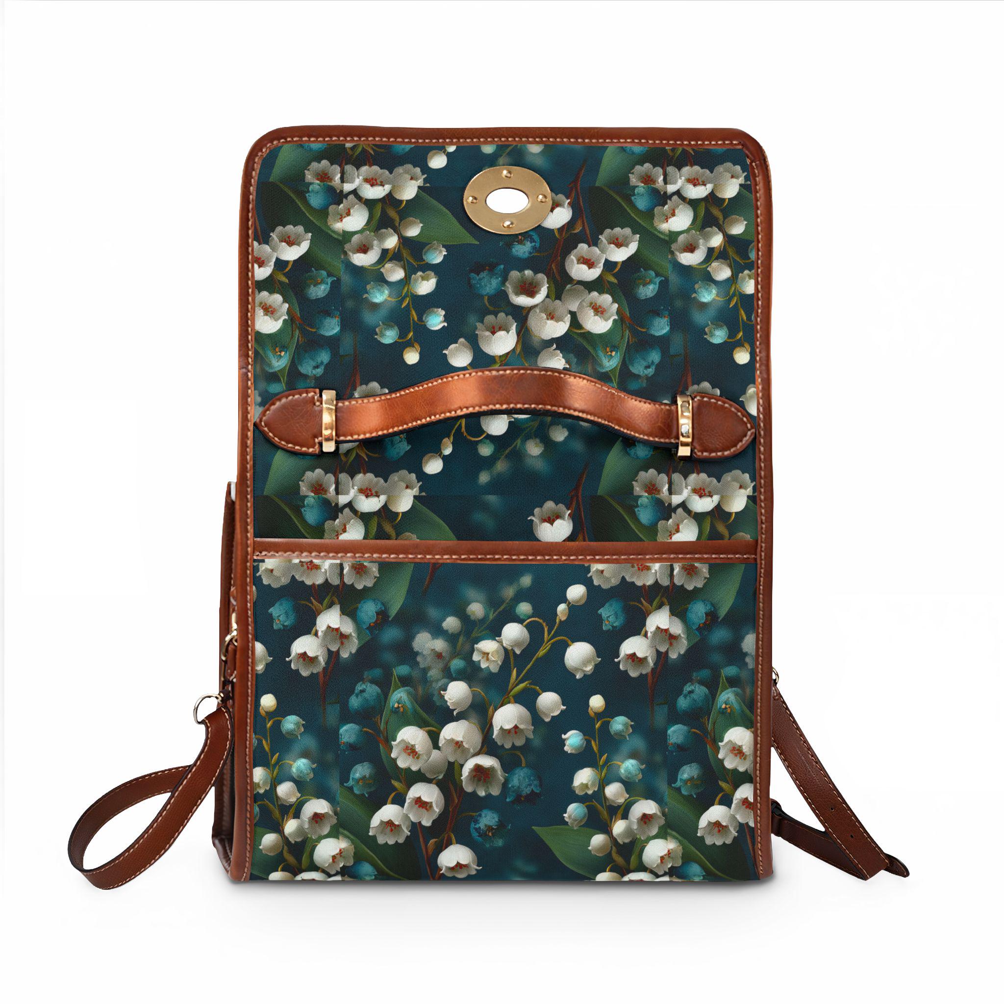 Lily of the Valley Floral Satchel | Waterproof Canvas Crossbody Purse, Cottagecore Style