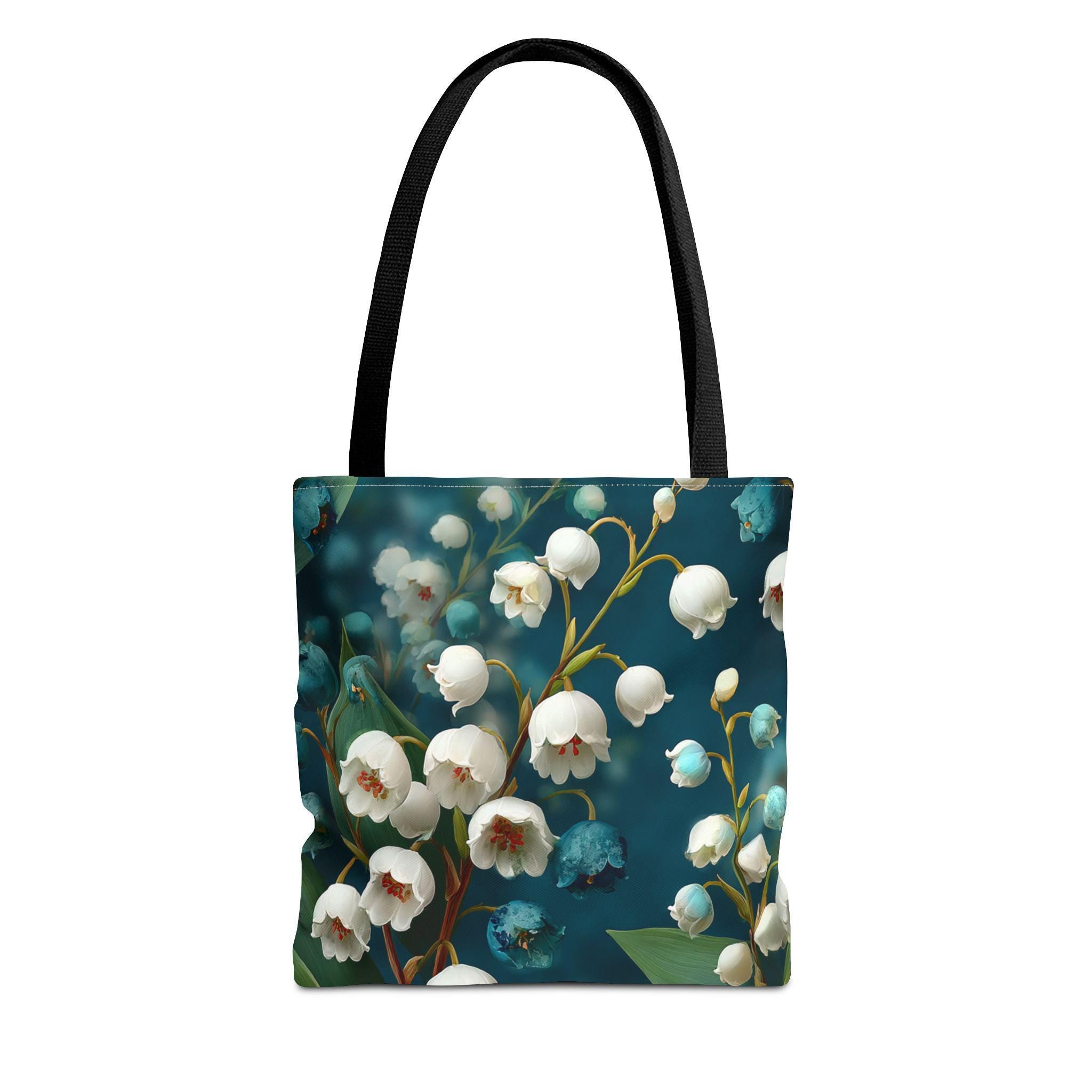 Lily of the Valley Tote Bag | Navy Botanical Floral Cottagecore Bag