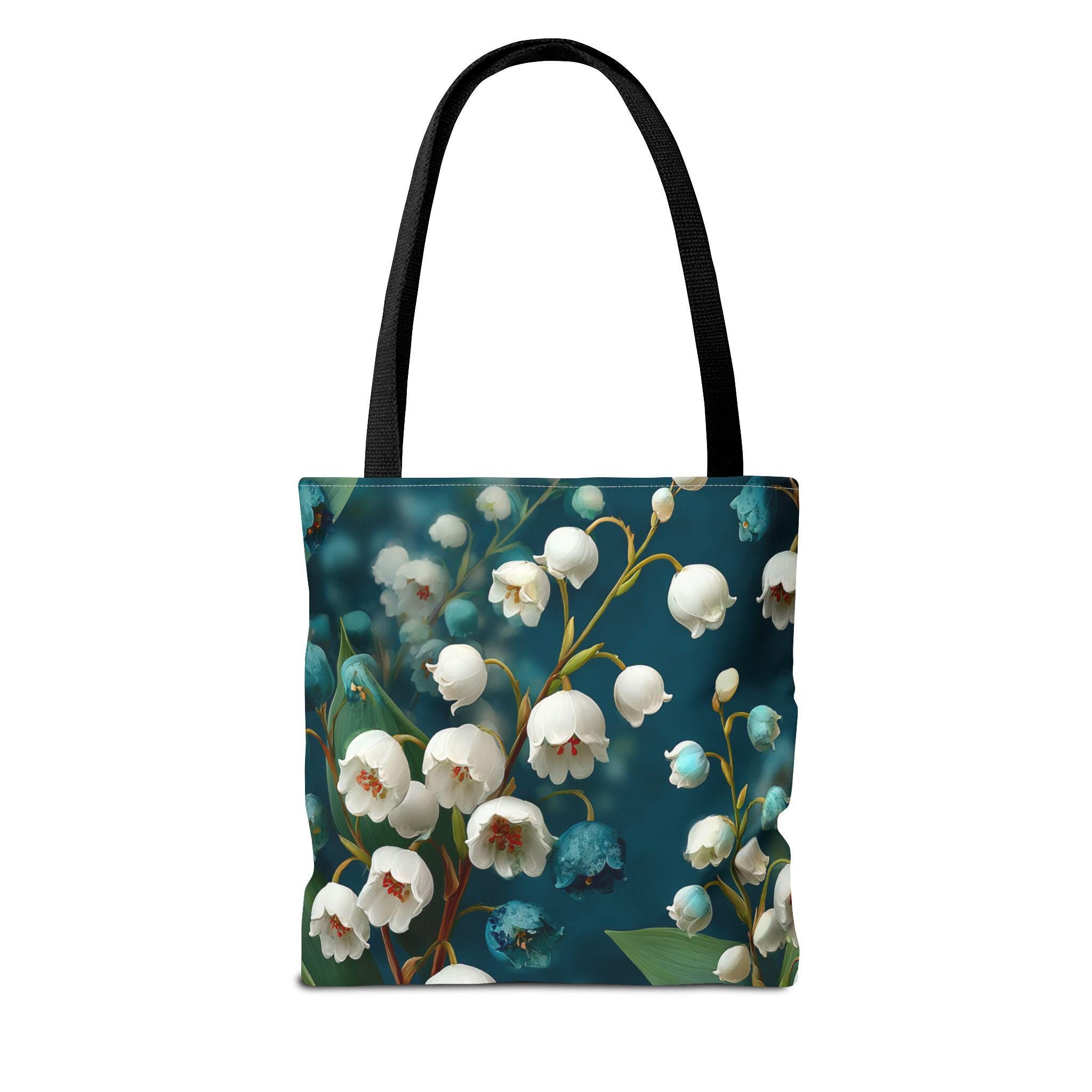 Lily of the Valley Tote Bag | Navy Botanical Floral Cottagecore Bag