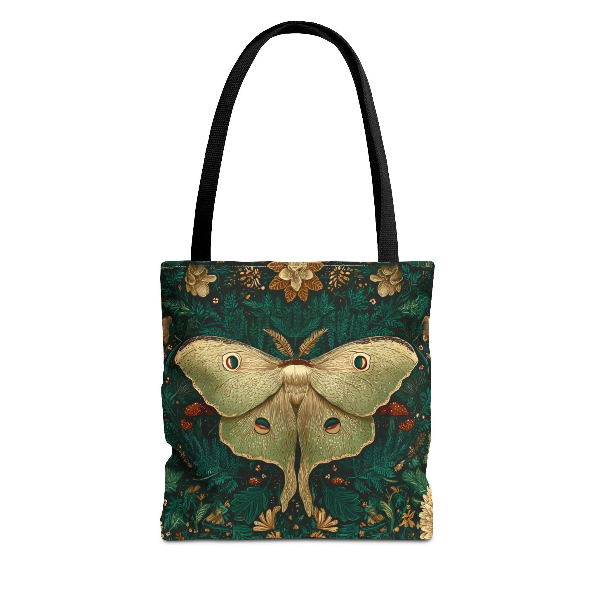 Luna Moth Illustration Tote Bag | Vintage Botanical Pattern