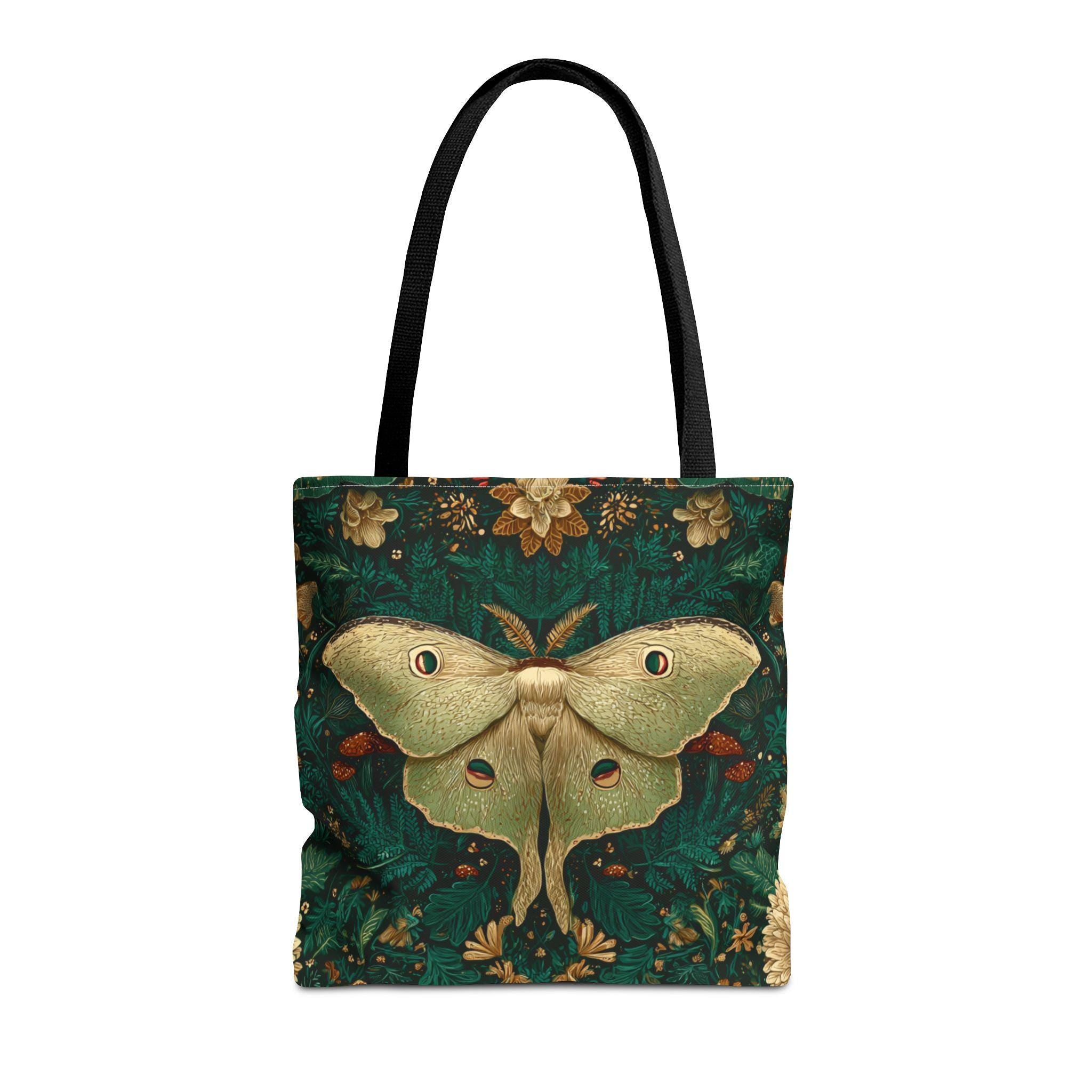Luna Moth Illustration Tote Bag | Vintage Botanical Pattern