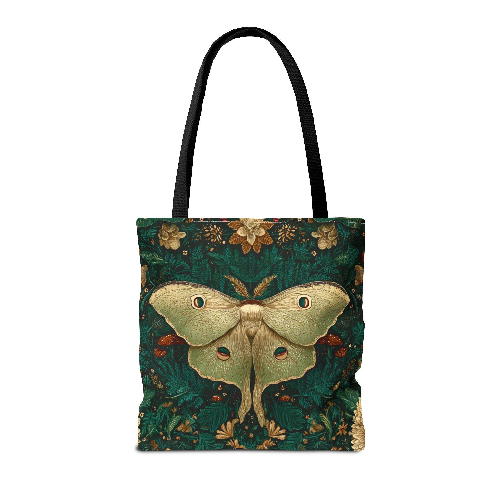 Luna Moth Illustration Tote Bag | Vintage Botanical Pattern