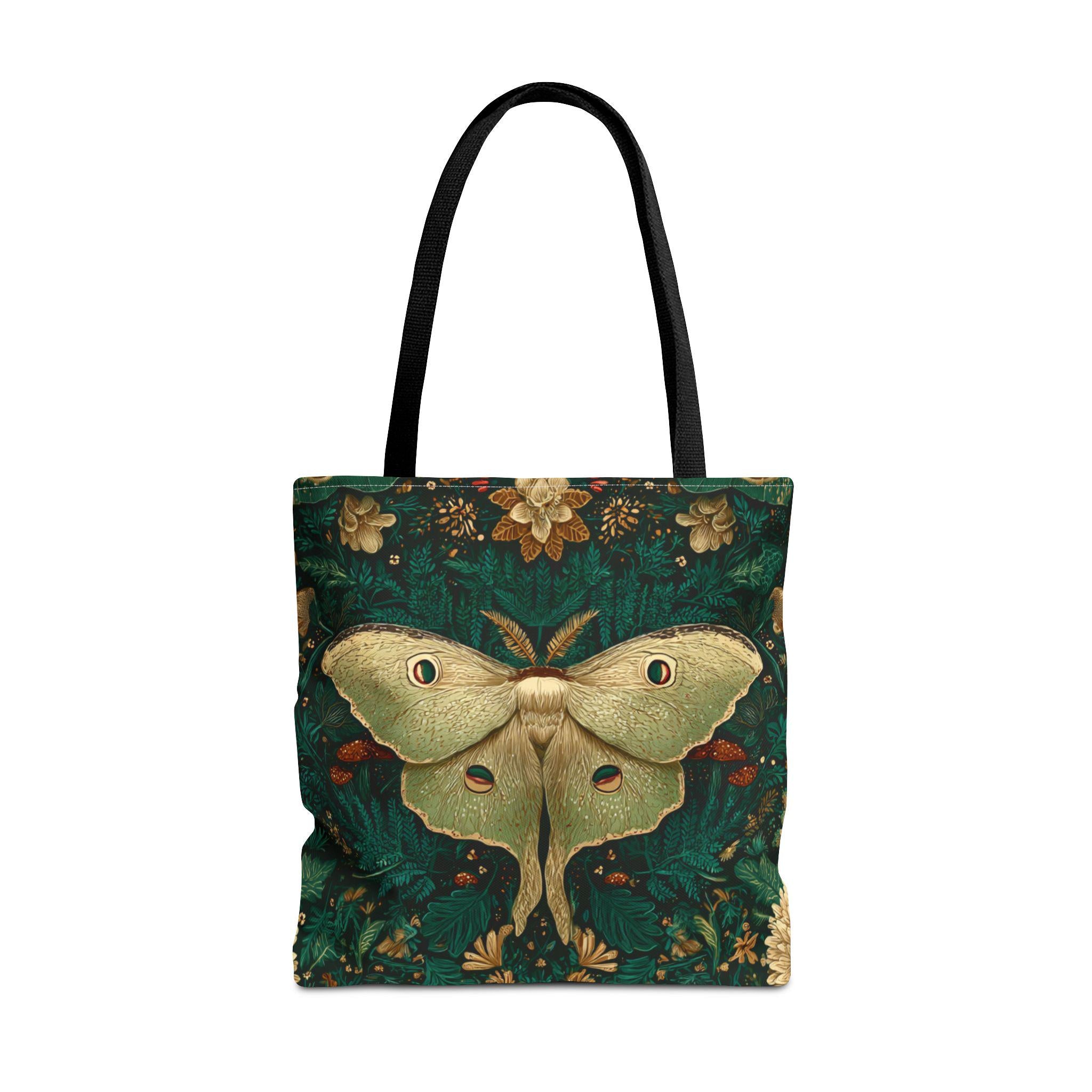 Luna Moth Illustration Tote Bag | Vintage Botanical Pattern