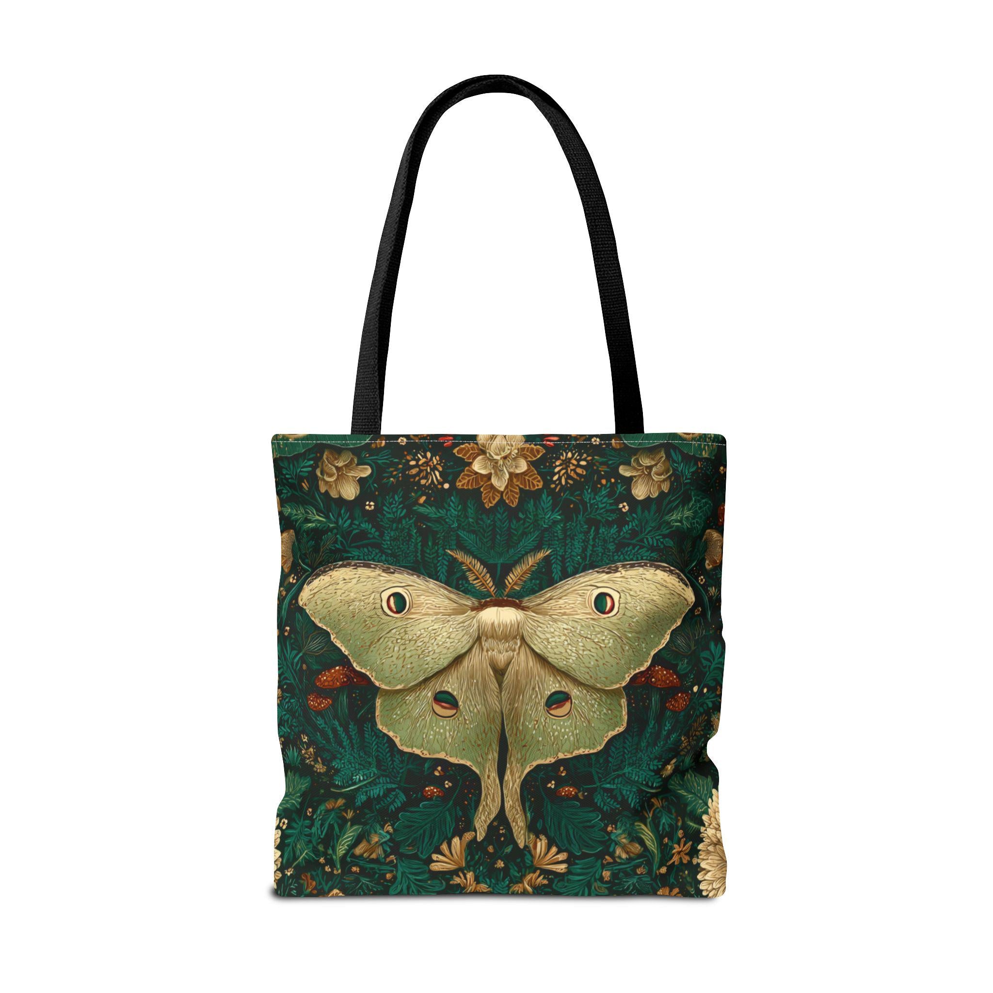Luna Moth Illustration Tote Bag | Vintage Botanical Pattern
