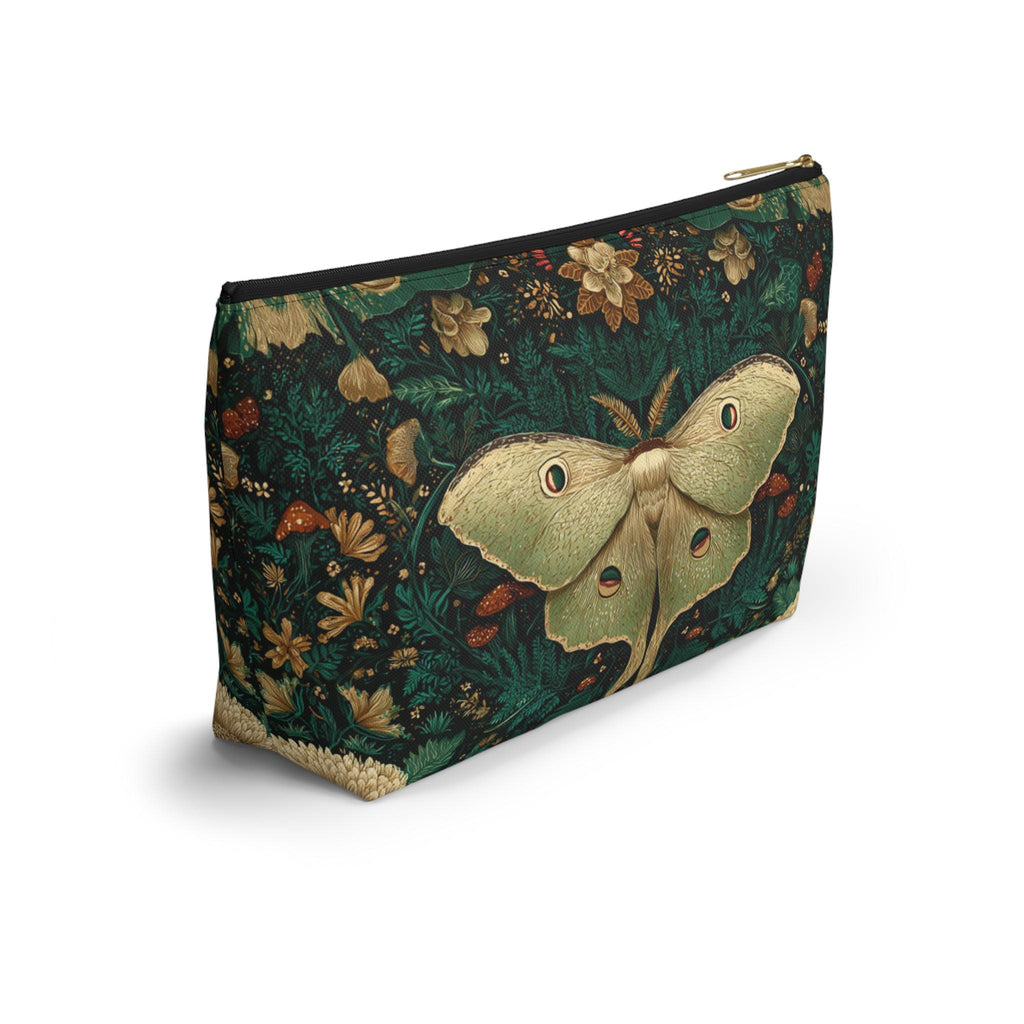 Luna Moth Floral Illustration Accessory Pouch