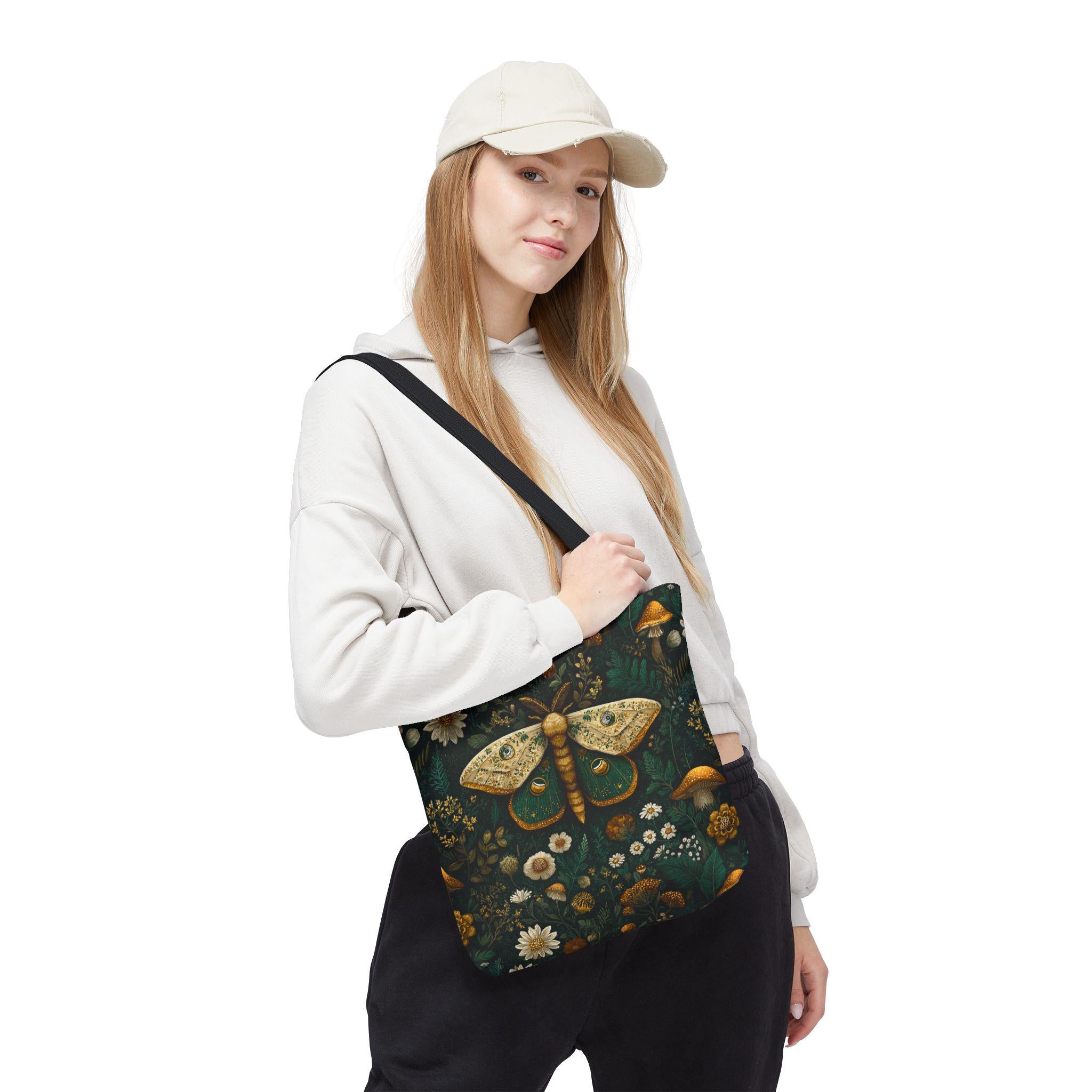 Golden Moth Botanical Tote Bag | Midnight Garden Illustration
