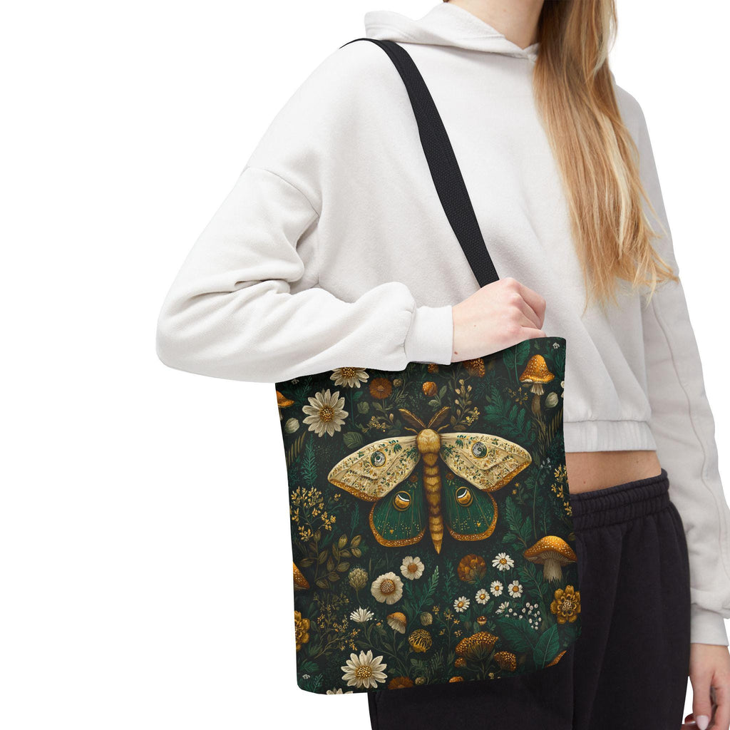Golden Moth Botanical Tote Bag | Midnight Garden Illustration