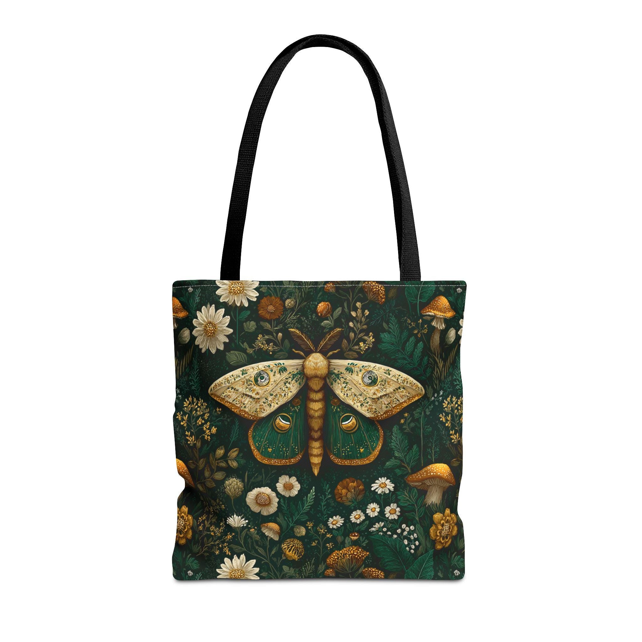 Golden Moth Botanical Tote Bag | Midnight Garden Illustration