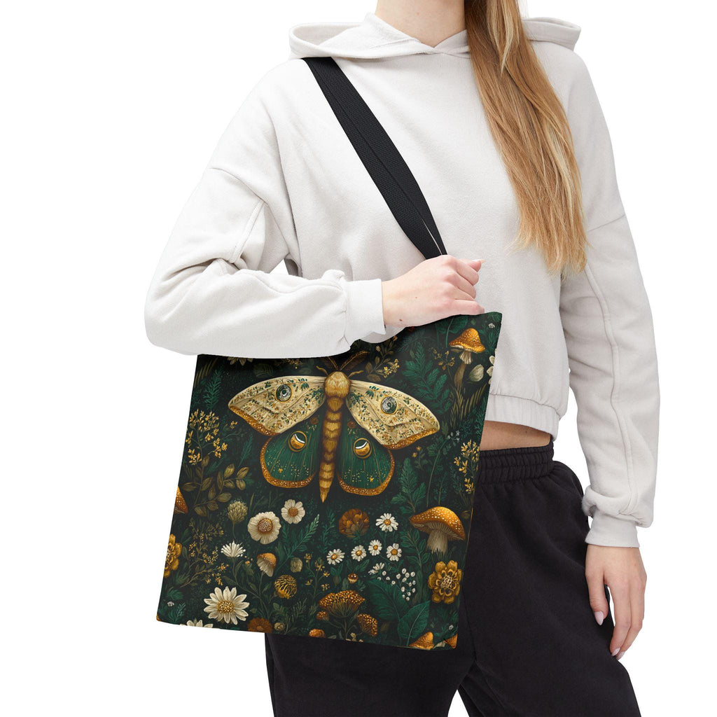 Golden Moth Botanical Tote Bag | Midnight Garden Illustration