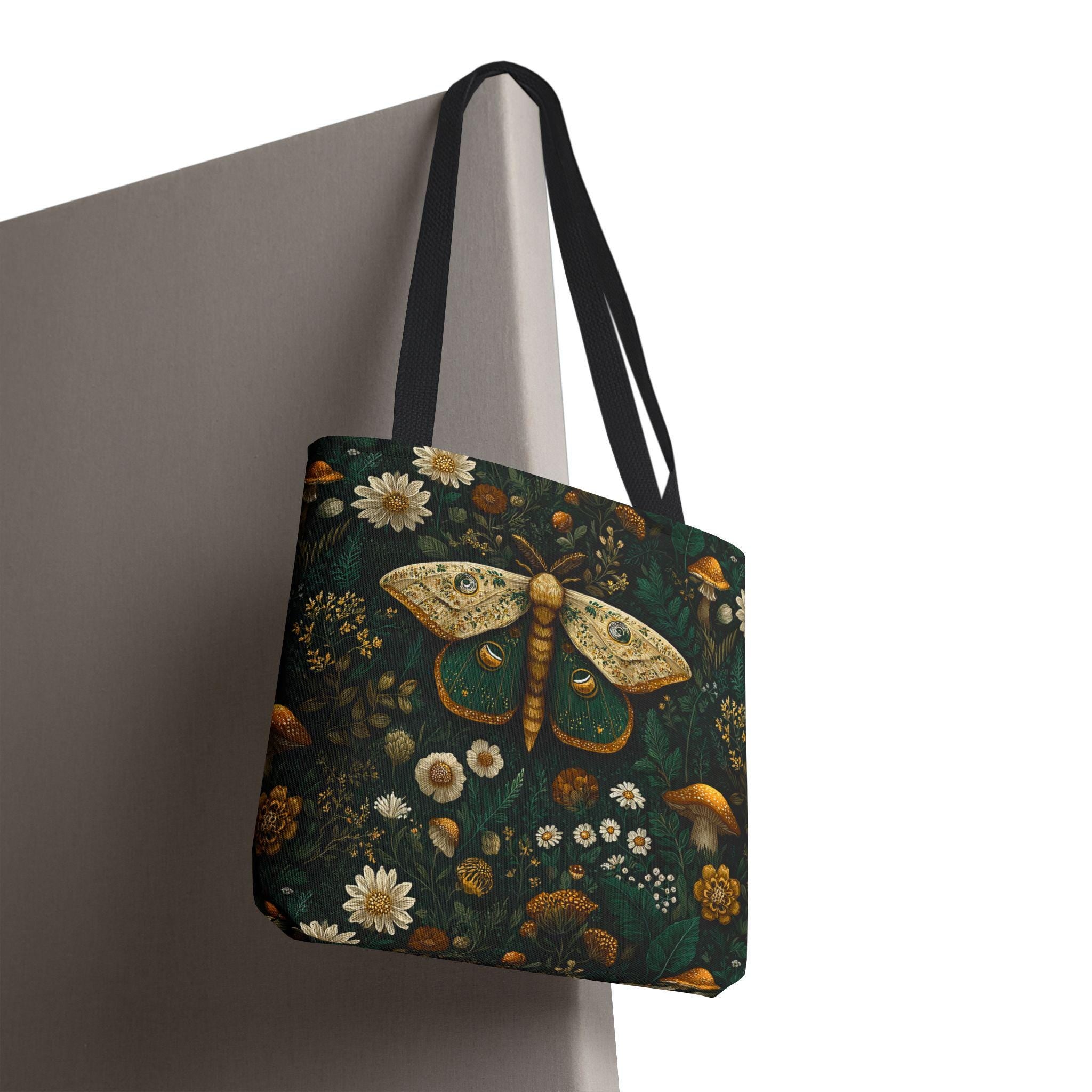 Golden Moth Botanical Tote Bag | Midnight Garden Illustration