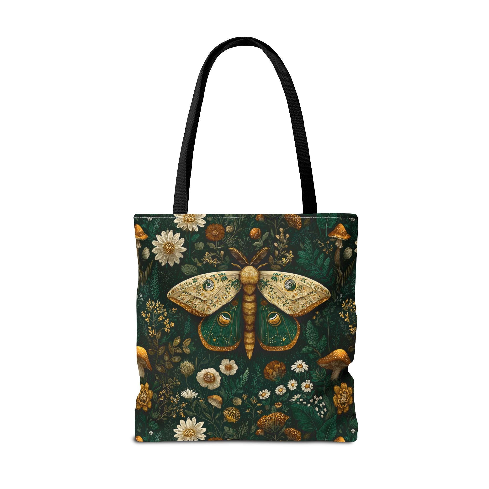 Golden Moth Botanical Tote Bag | Midnight Garden Illustration