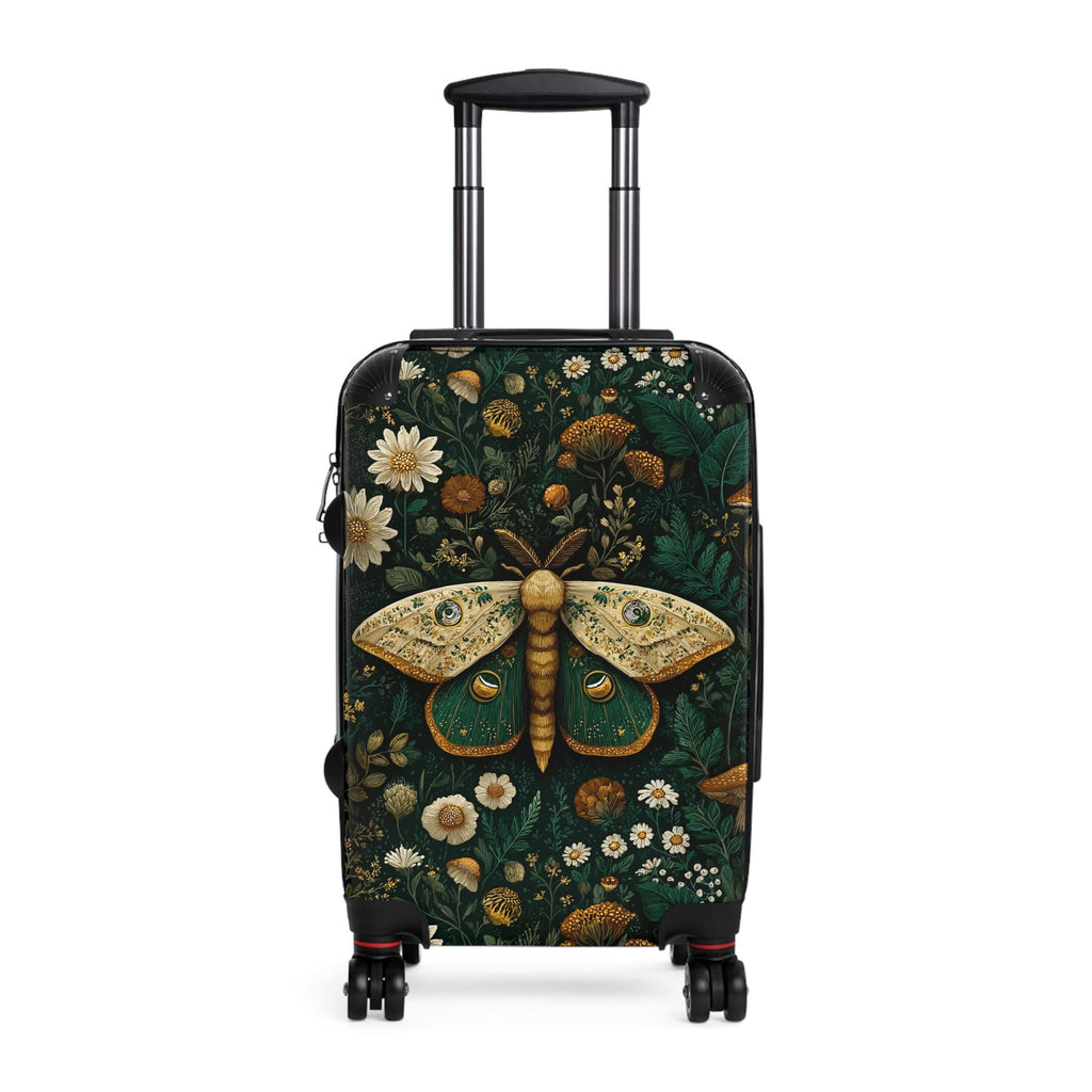 Moth and Wildflowers Suitcase | Botanical Travel Luggage Cover