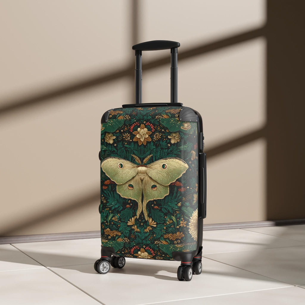 Luna Moth Floral Pattern Suitcase | Vintage Botanical Luggage