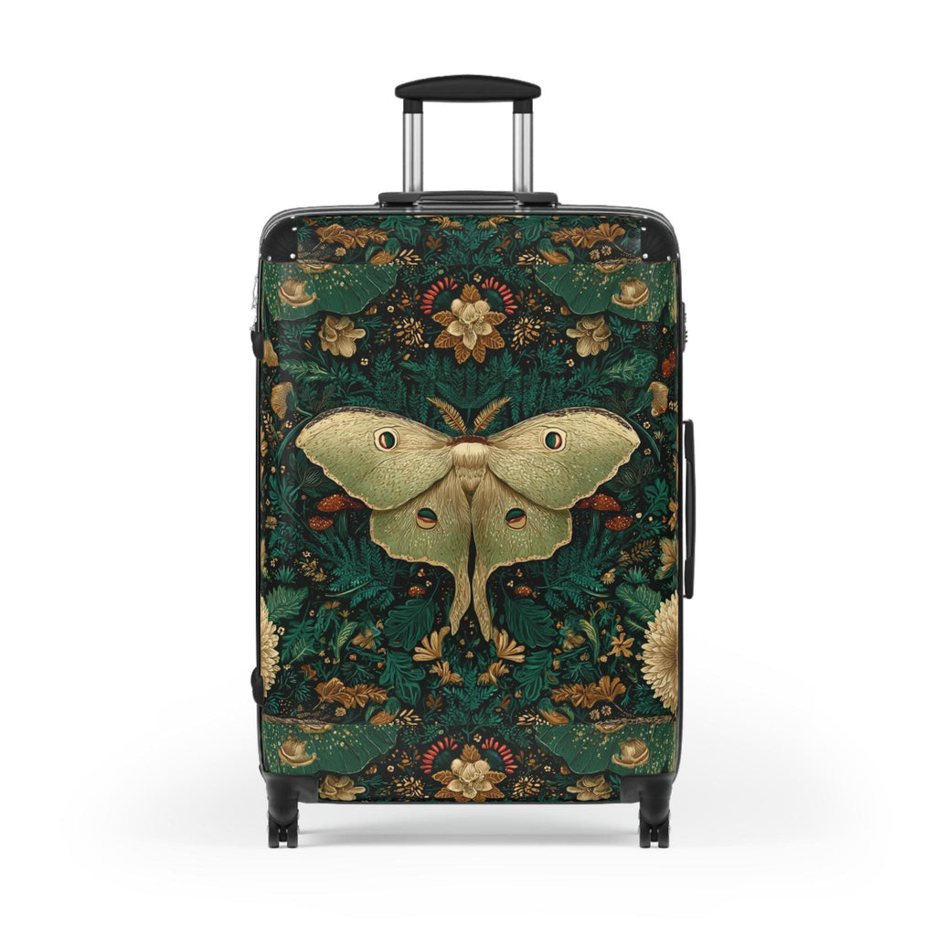 Luna Moth Floral Pattern Suitcase | Vintage Botanical Luggage