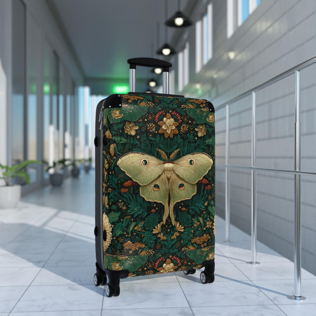 Luna Moth Floral Pattern Suitcase | Vintage Botanical Luggage