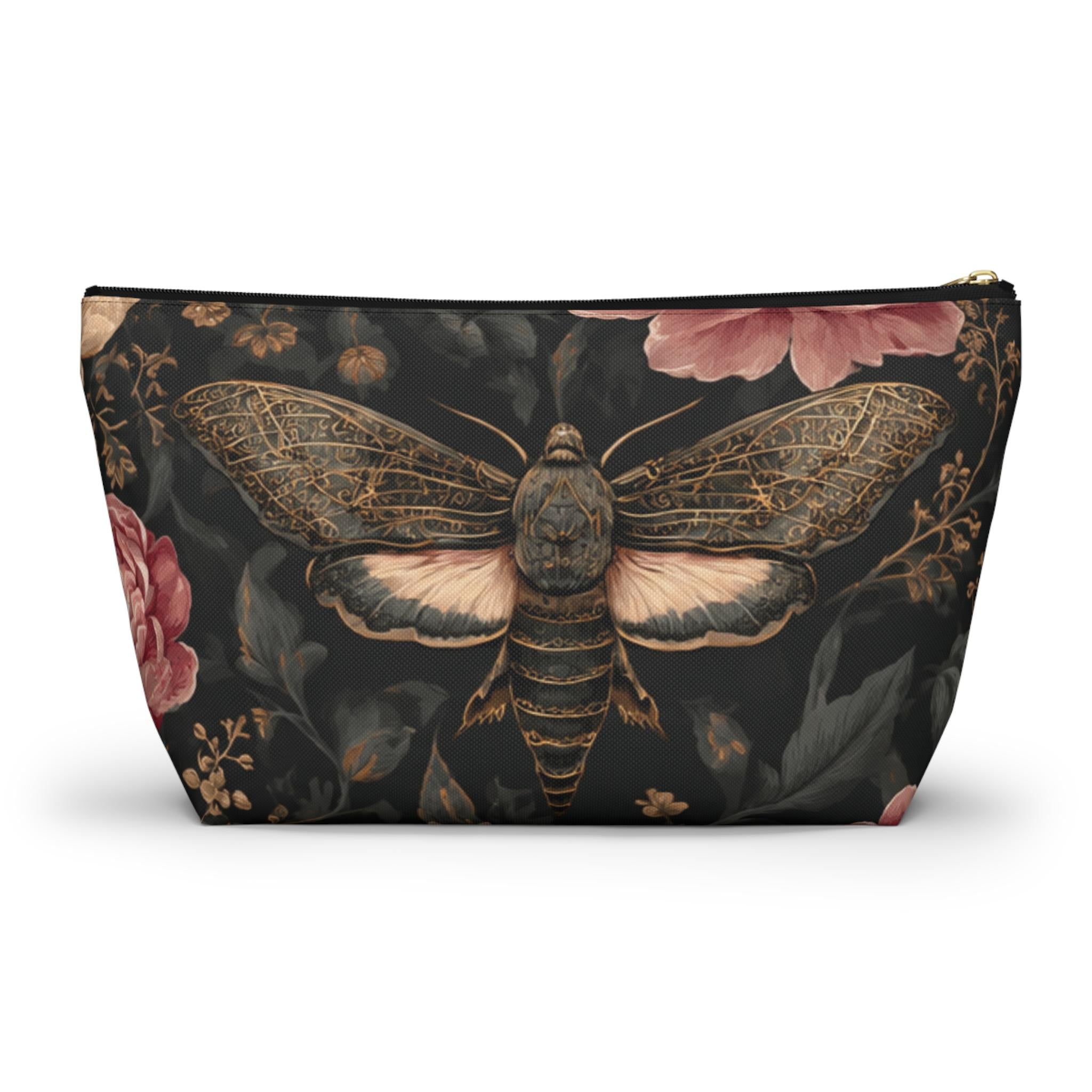 Vintage Moth & Peony Accessory Pouch