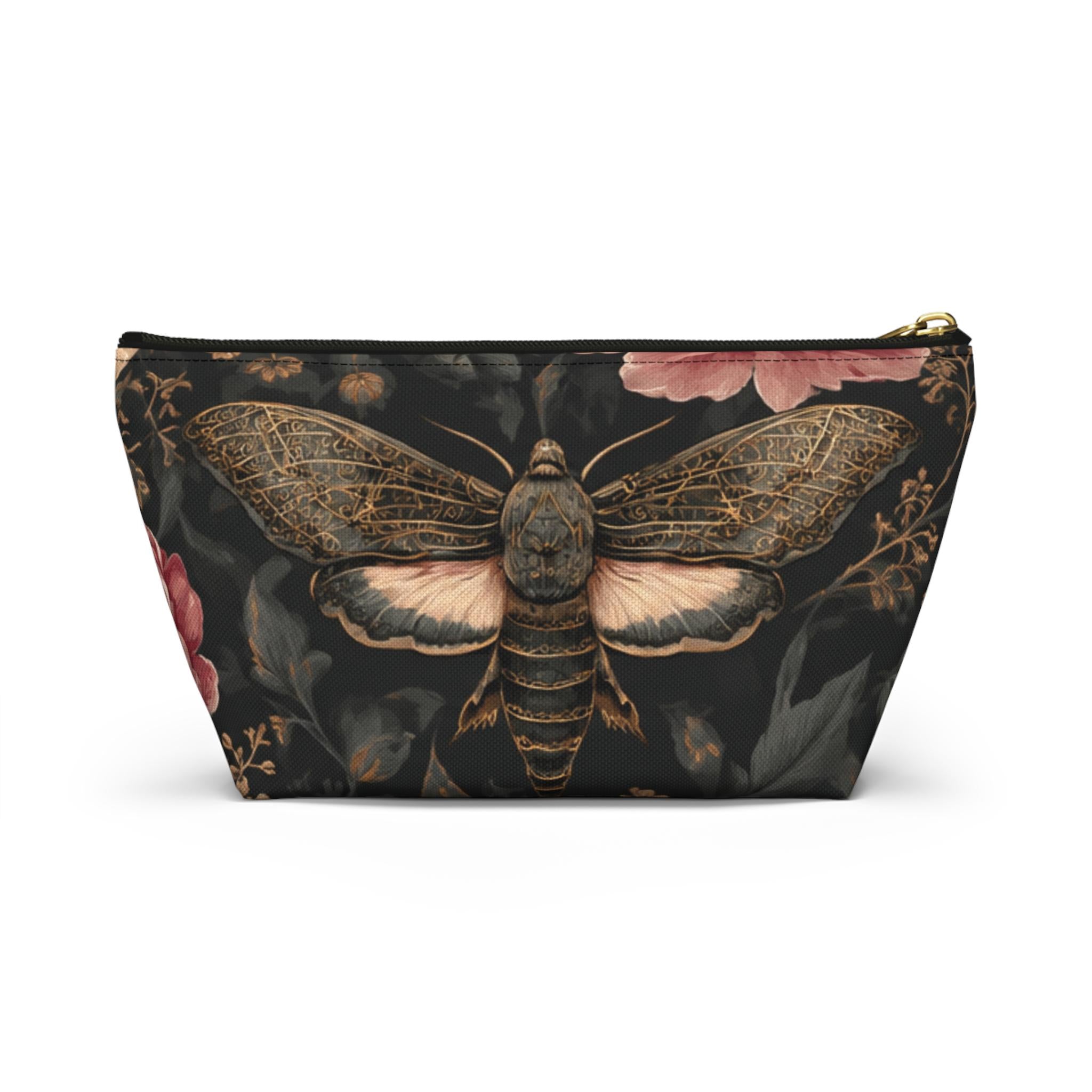 Vintage Moth & Peony Accessory Pouch