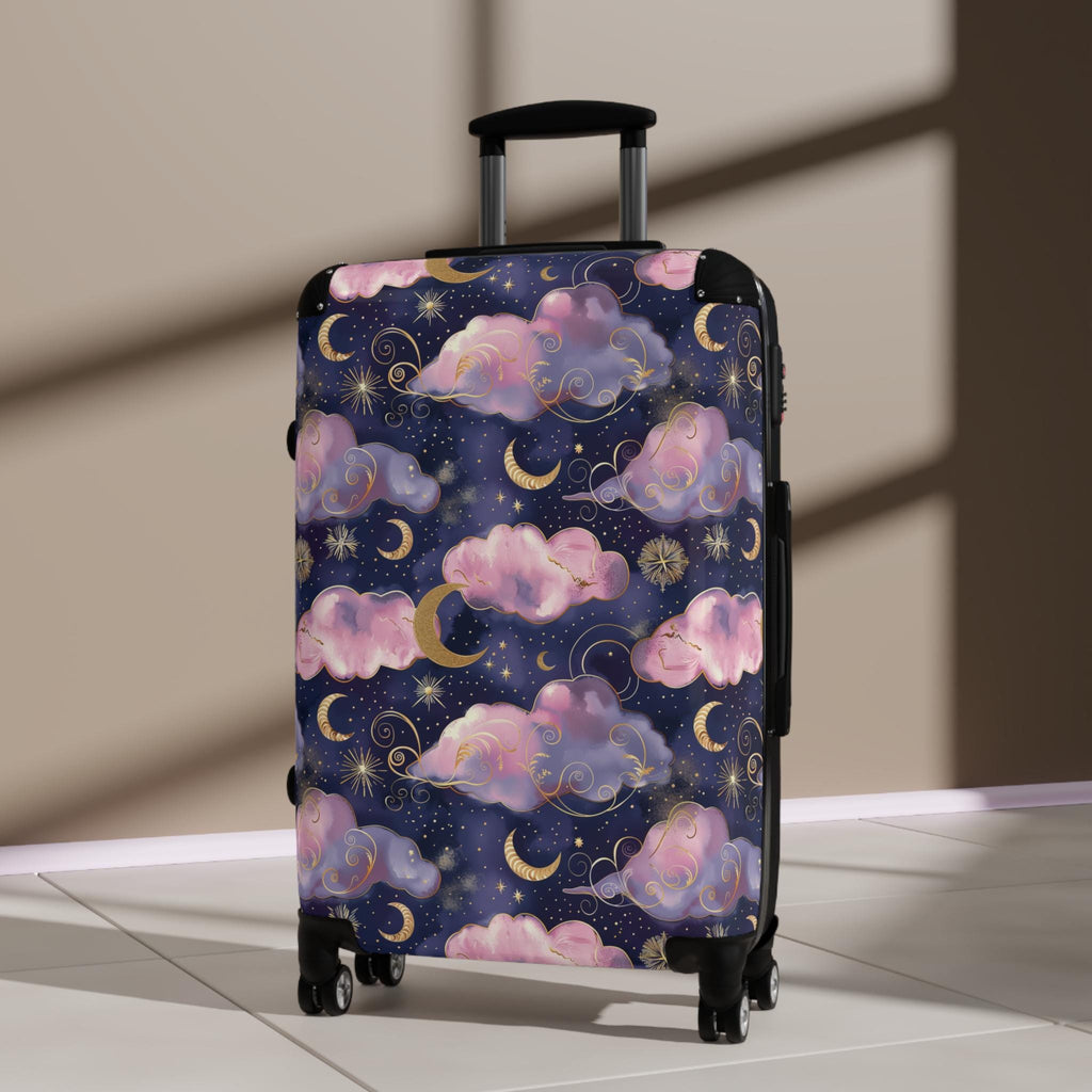 Celestial Dreamscape Suitcase | Pink Purple Cloud Moon Travel Bag