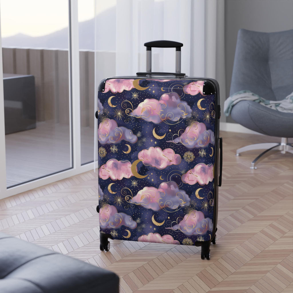 Celestial Dreamscape Suitcase | Pink Purple Cloud Moon Travel Bag