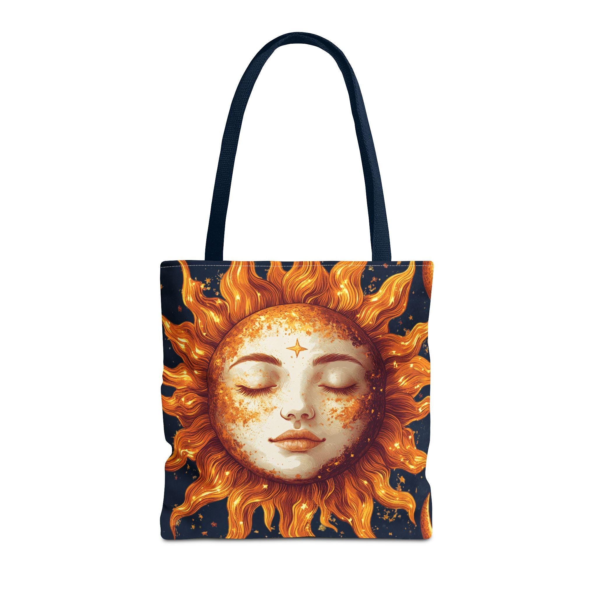 Celestial Sun Face Tote Bag | Sun Moon Stars Astrology Print